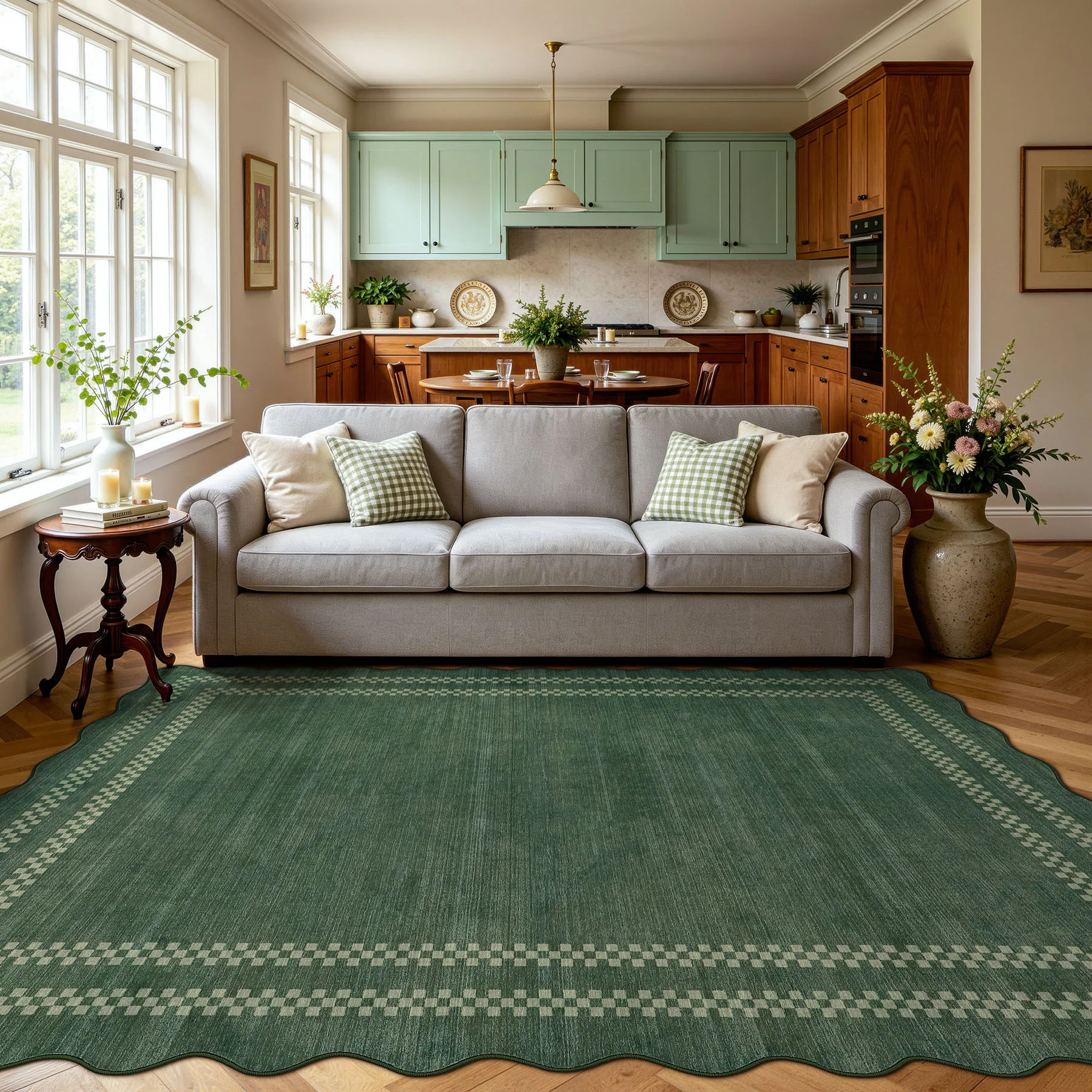 5x7/8x10 Scalloped Washable Area Rugs, Soft Geometric Non-Slip Indoor Rug for Living Room Bedroom, Oeko-Tex Certified - Image 12