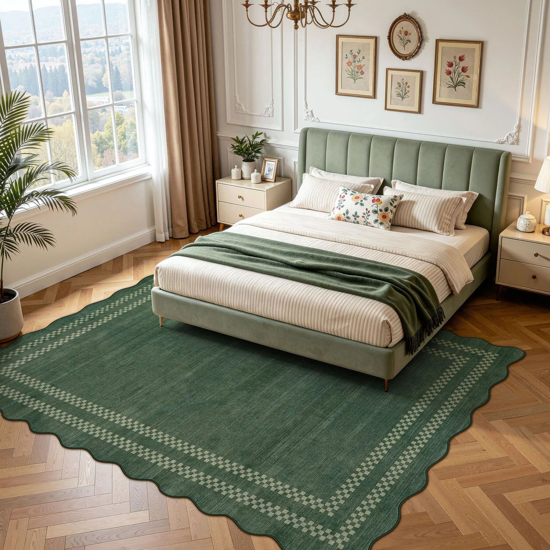 5x7/8x10 Scalloped Washable Area Rugs, Soft Geometric Non-Slip Indoor Rug for Living Room Bedroom, Oeko-Tex Certified - Image 13