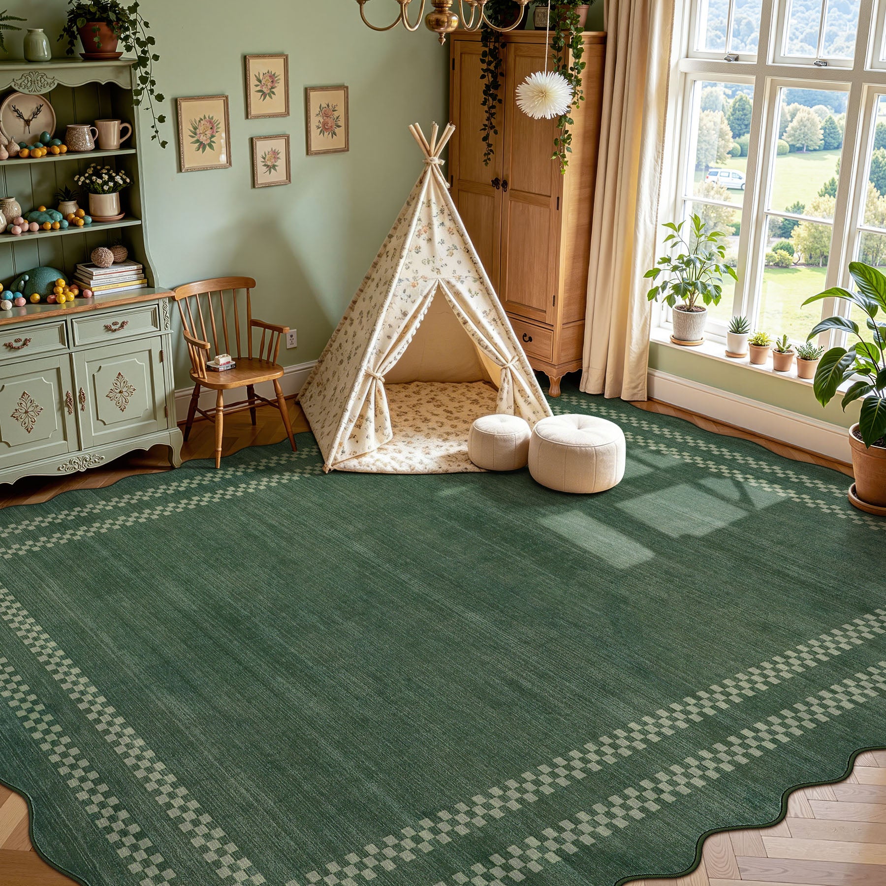 5x7/8x10 Scalloped Washable Area Rugs, Soft Geometric Non-Slip Indoor Rug for Living Room Bedroom, Oeko-Tex Certified - Image 15