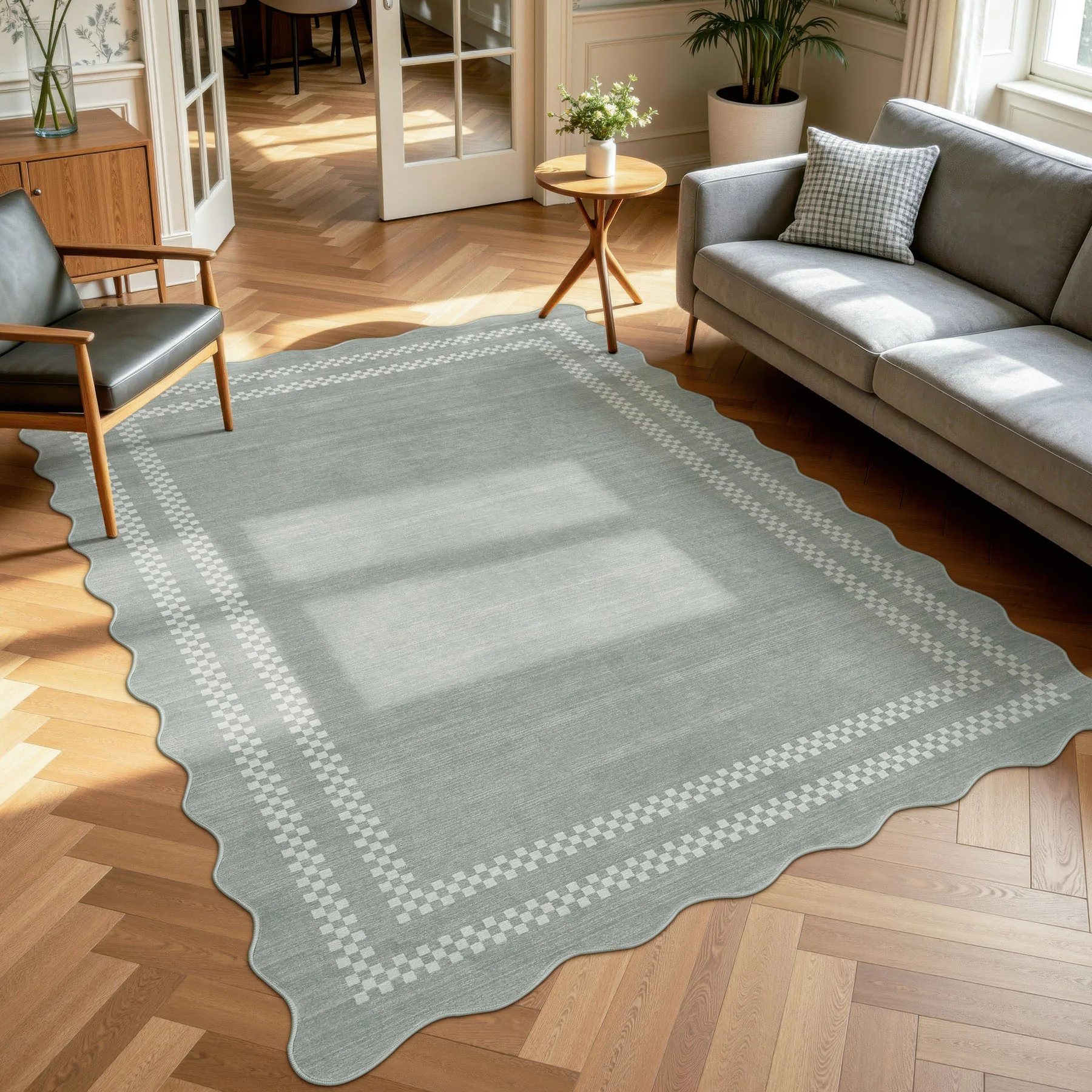 5x7/8x10 Scalloped Washable Area Rugs, Soft Geometric Non-Slip Indoor Rug for Living Room Bedroom, Oeko-Tex Certified - Image 18
