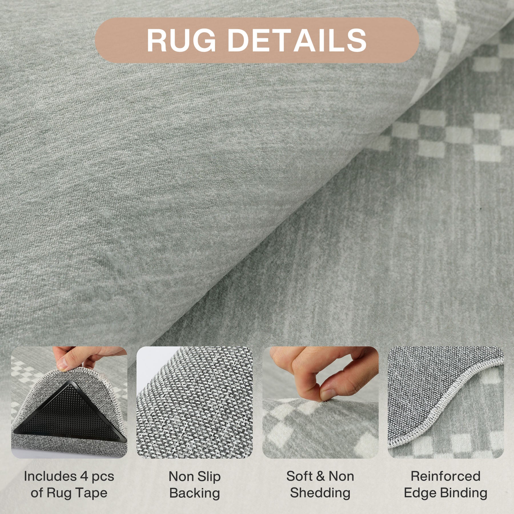 5x7/8x10 Scalloped Washable Area Rugs, Soft Geometric Non-Slip Indoor Rug for Living Room Bedroom, Oeko-Tex Certified - Image 23
