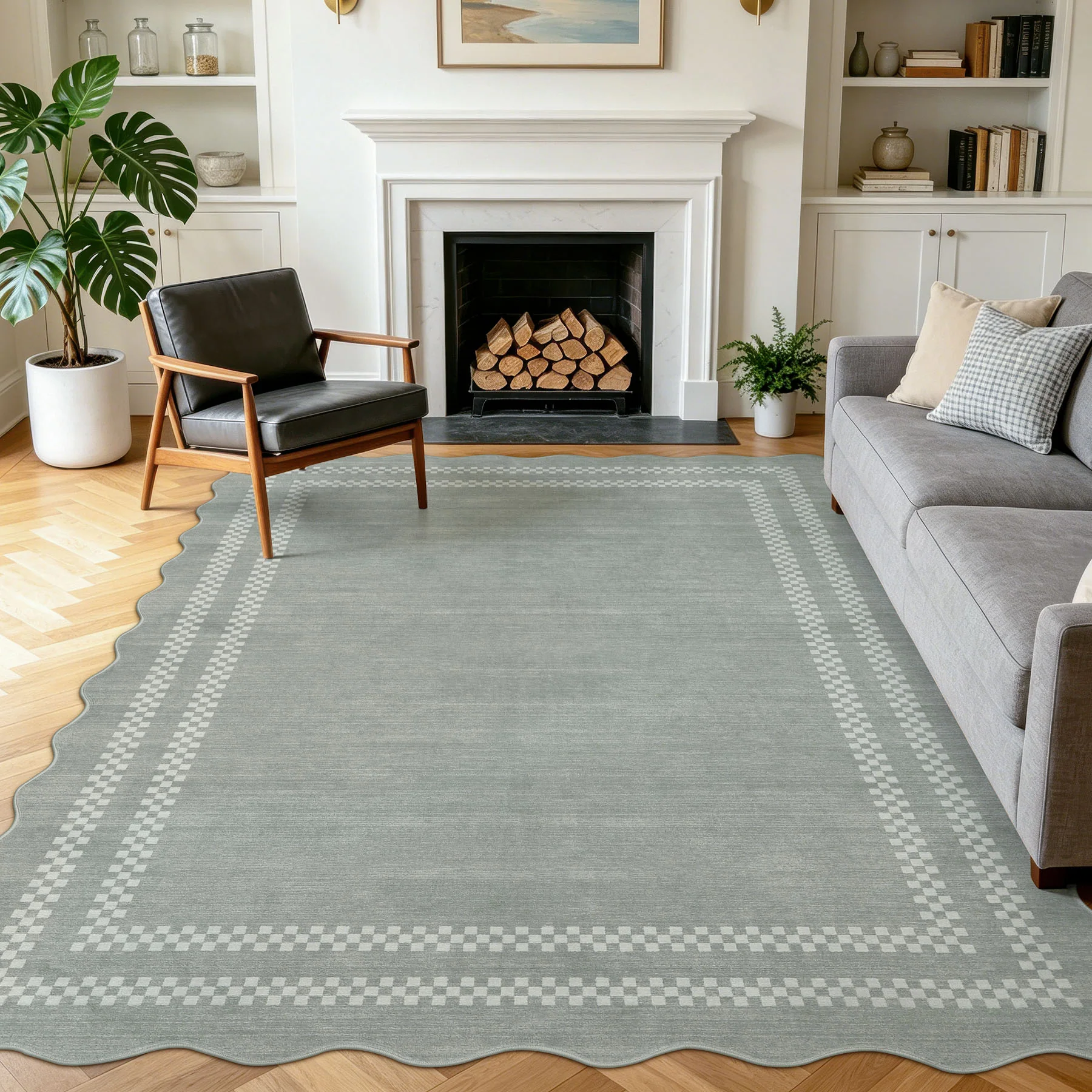 5x7/8x10 Scalloped Washable Area Rugs, Soft Geometric Non-Slip Indoor Rug for Living Room Bedroom, Oeko-Tex Certified - Image 26