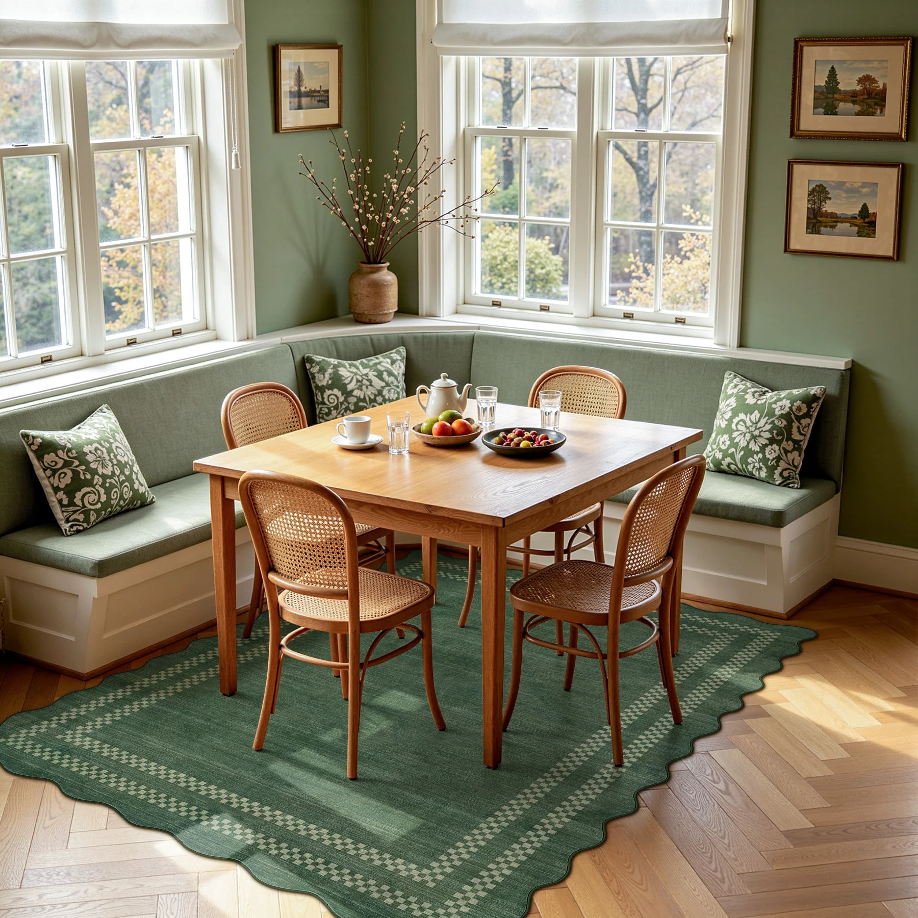 5x7/8x10 Scalloped Washable Area Rugs, Soft Geometric Non-Slip Indoor Rug for Living Room Bedroom, Oeko-Tex Certified - Image 3