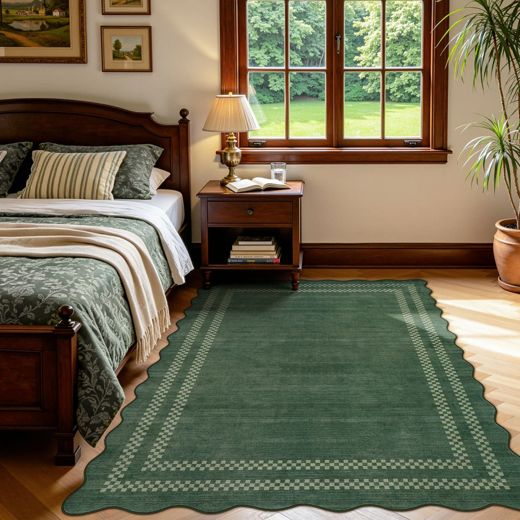 5x7/8x10 Scalloped Washable Area Rugs, Soft Geometric Non-Slip Indoor Rug for Living Room Bedroom, Oeko-Tex Certified - Image 4