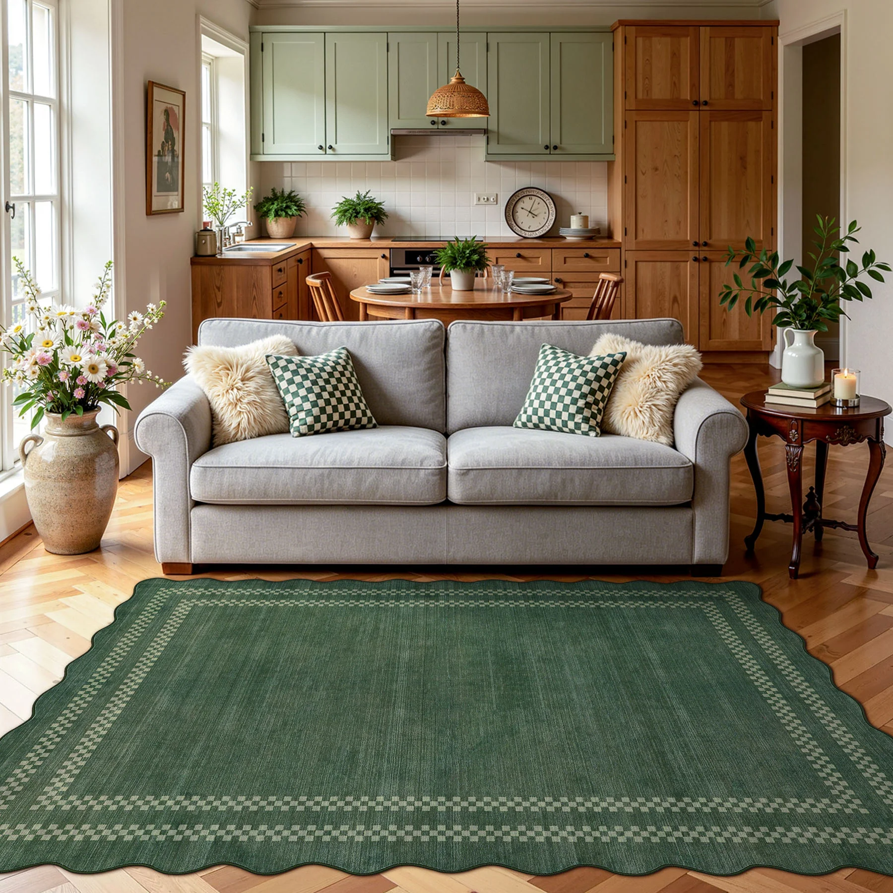 5x7/8x10 Scalloped Washable Area Rugs, Soft Geometric Non-Slip Indoor Rug for Living Room Bedroom, Oeko-Tex Certified - Image 5