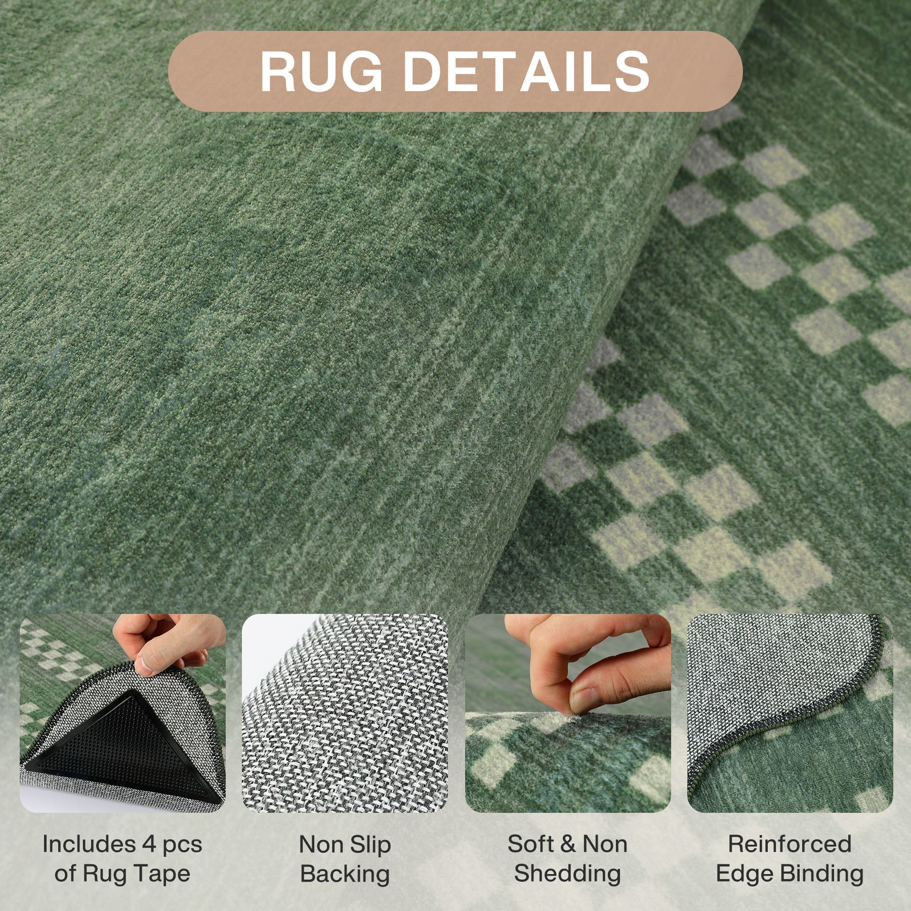 5x7/8x10 Scalloped Washable Area Rugs, Soft Geometric Non-Slip Indoor Rug for Living Room Bedroom, Oeko-Tex Certified - Image 7