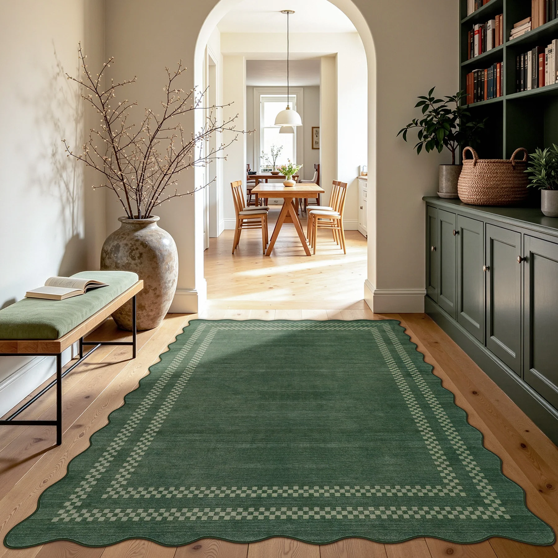 5x7/8x10 Scalloped Washable Area Rugs, Soft Geometric Non-Slip Indoor Rug for Living Room Bedroom, Oeko-Tex Certified - Image 9