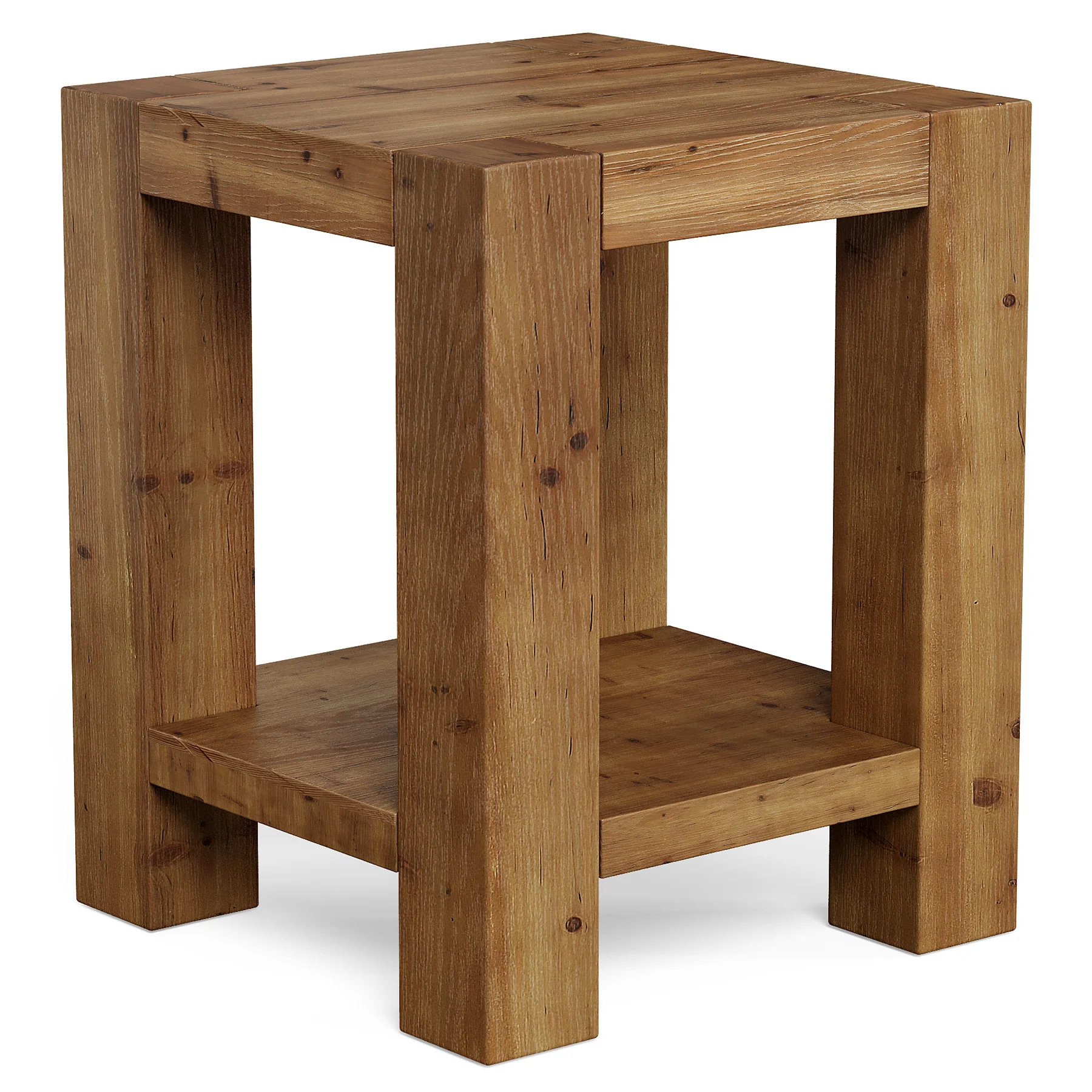 19.6" Farmhouse Side Table, Solid Wood 2-Tier End Table with Storage Shelves - Image 9