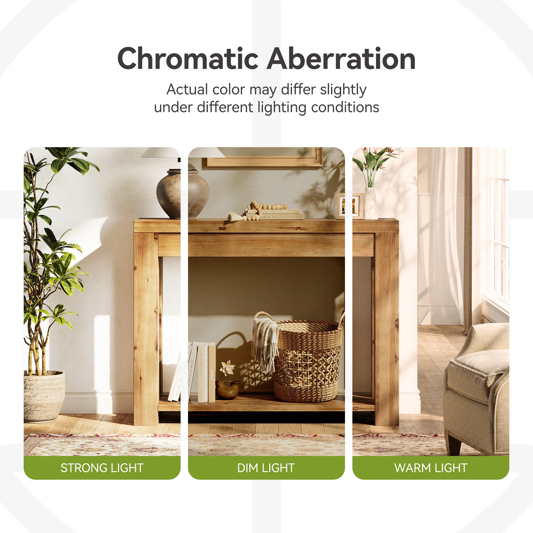 Solid Wood 43.31" Farmhouse Console Table, Narrow Entryway Sofa Table for Living Room, Hallway - Image 7