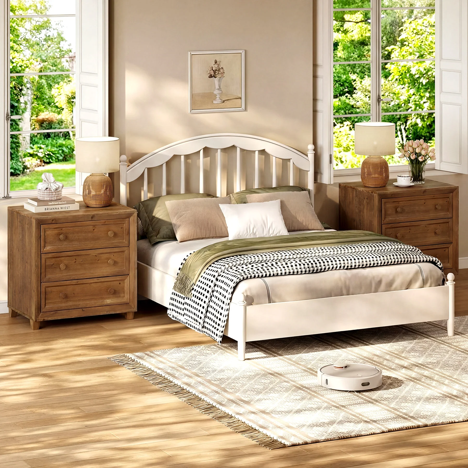 31.5" Wide Nightstand, Solid Wood Bedside Table with 3 Drawers - Image 7