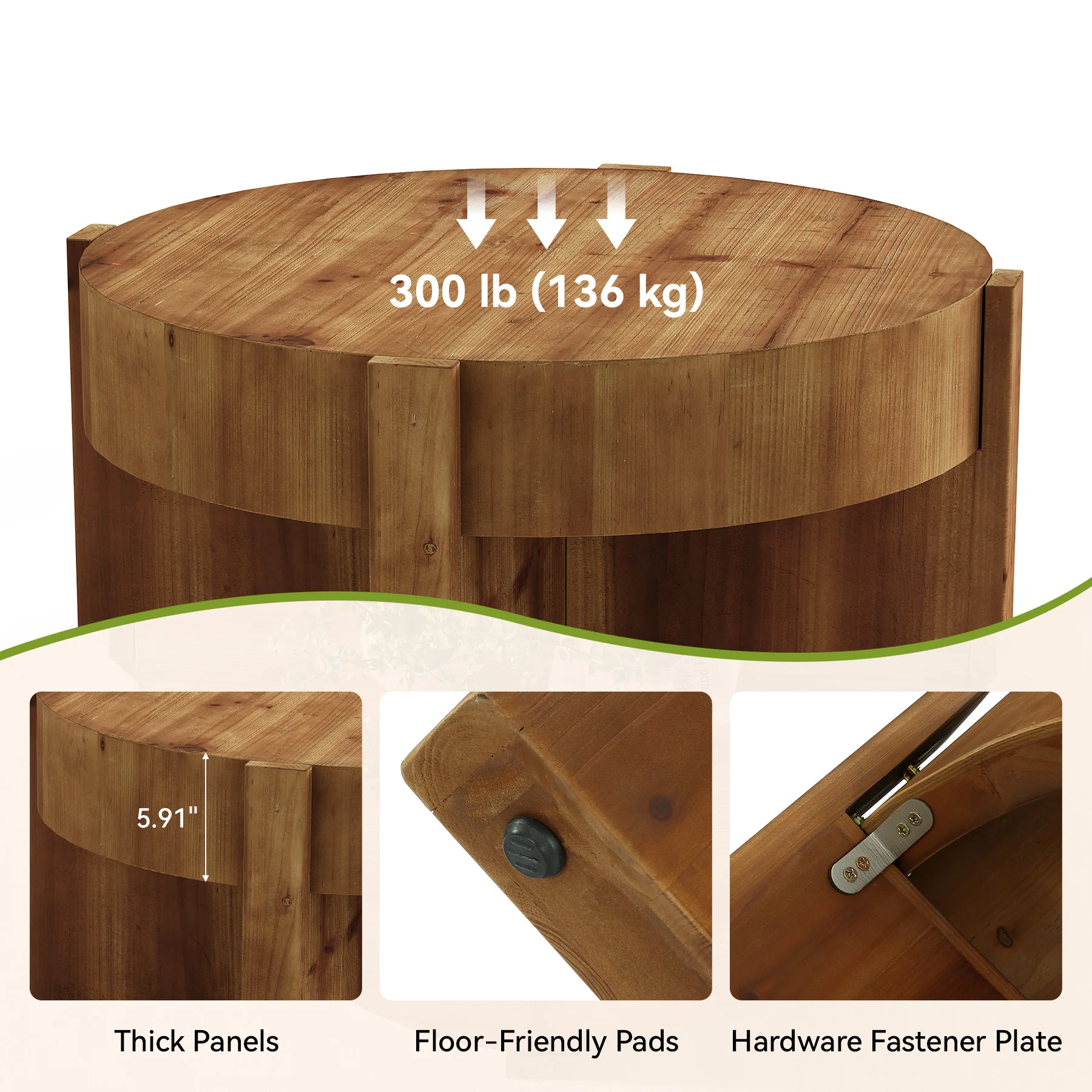 31.5" Round Coffee Table, Solid Wood Center Table with X-Shaped Legs - Image 6