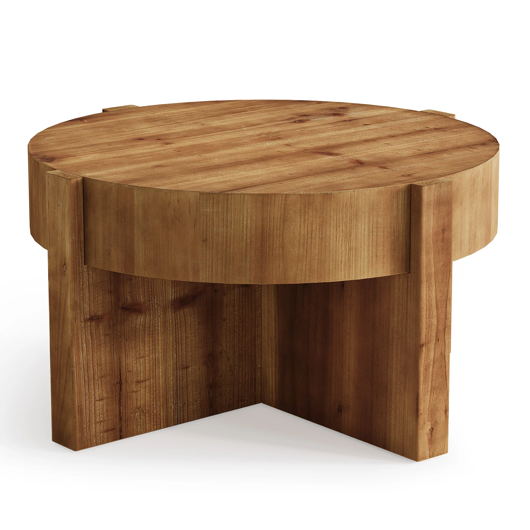 31.5" Round Coffee Table, Solid Wood Center Table with X-Shaped Legs - Image 7