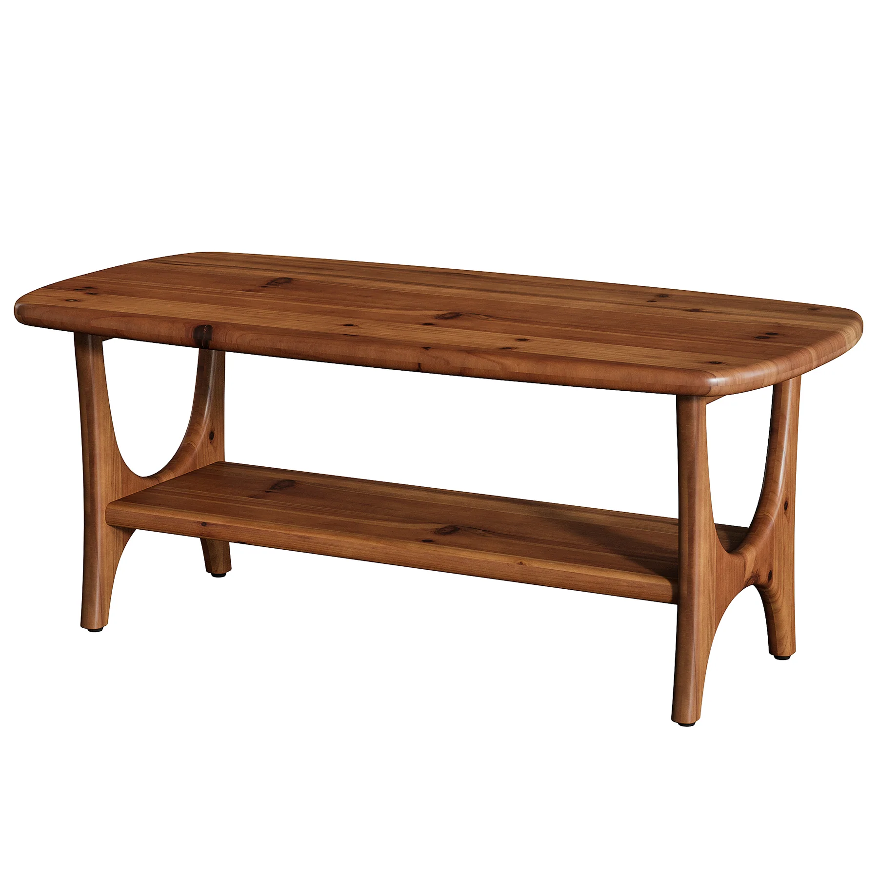 Solid Wood Coffee Table, 47.24” Rectangle Center Table with 2-Tier Storage - Image 9