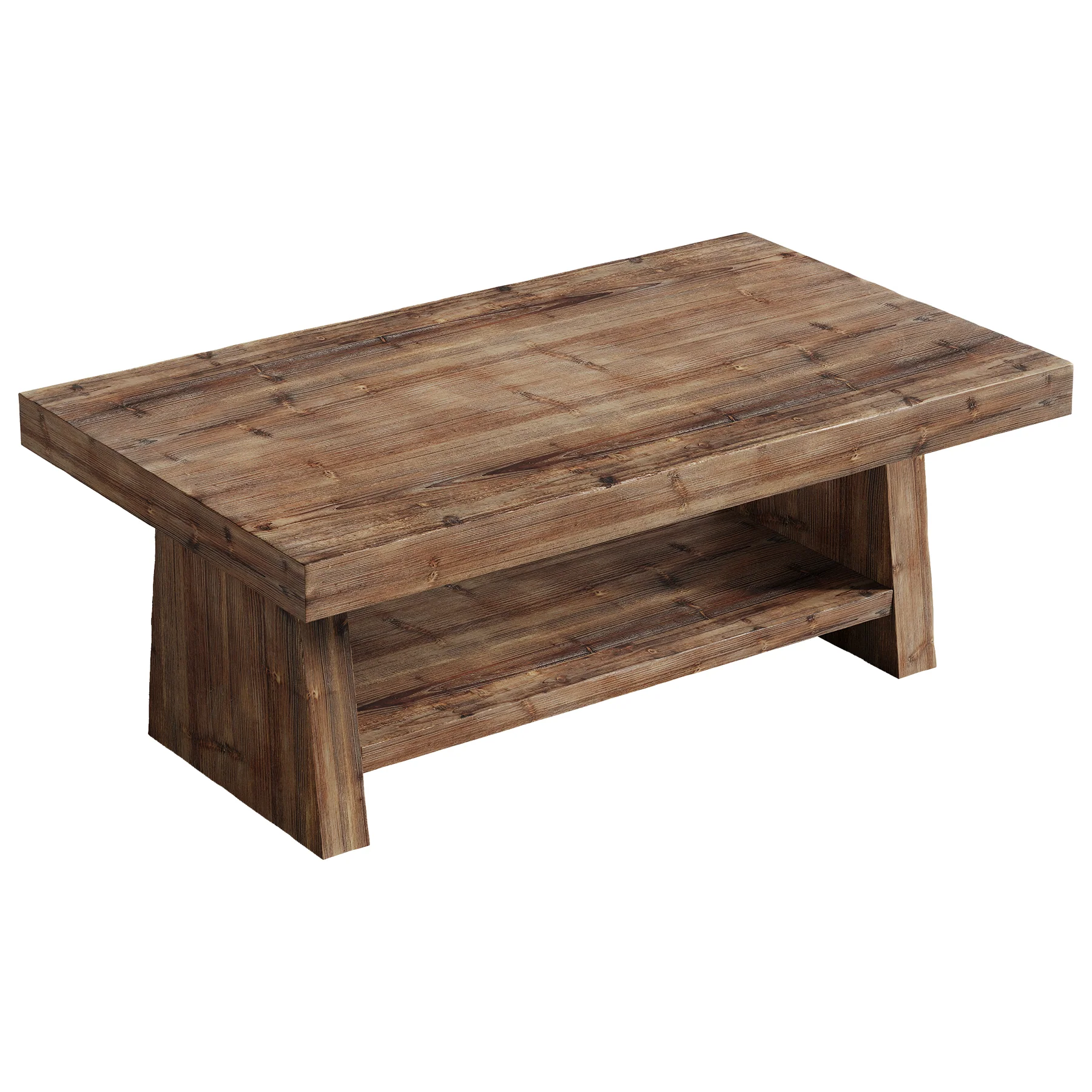 2-Tier Solid Wood Coffee Table, 47" Farmhouse Wood Center Table with Storage - Image 11