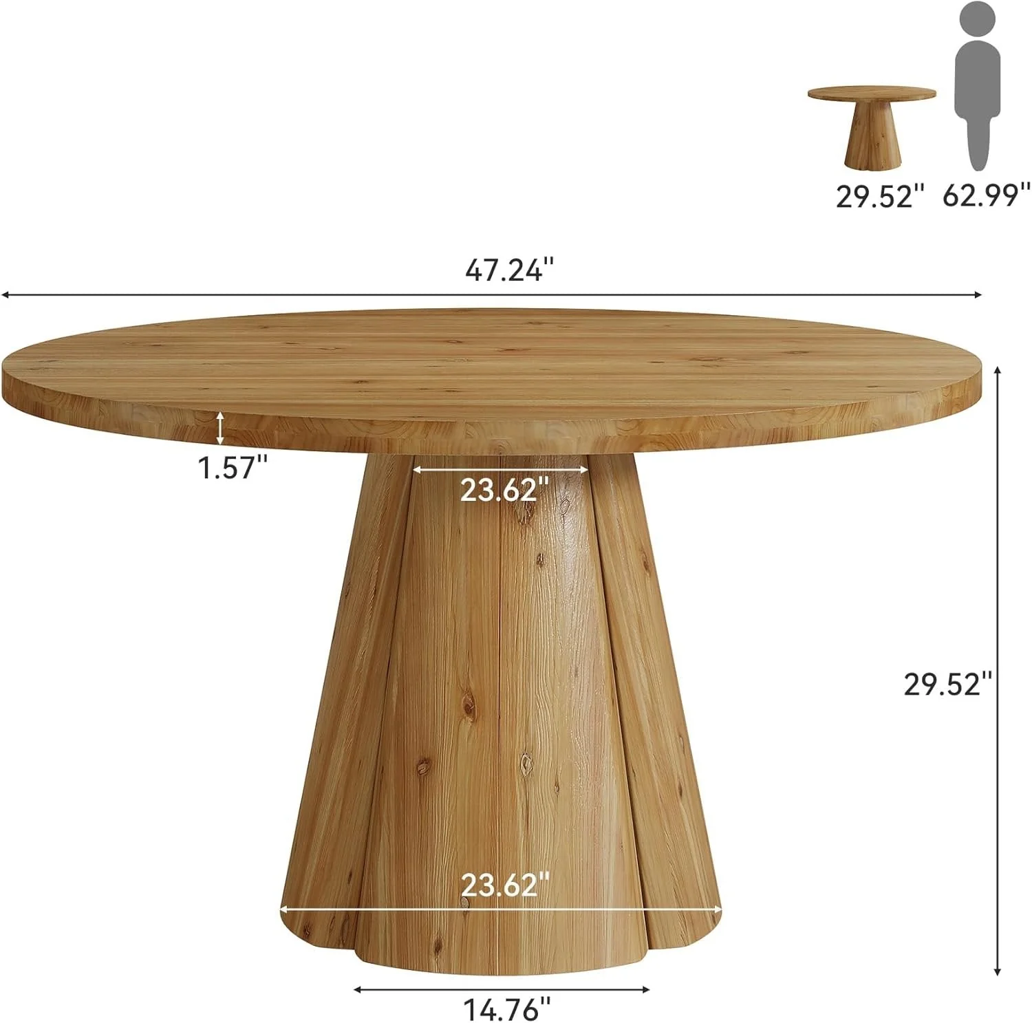 Solid Wood Conference Table, 47.24" Round Meeting Table for 4-6 People - Image 2