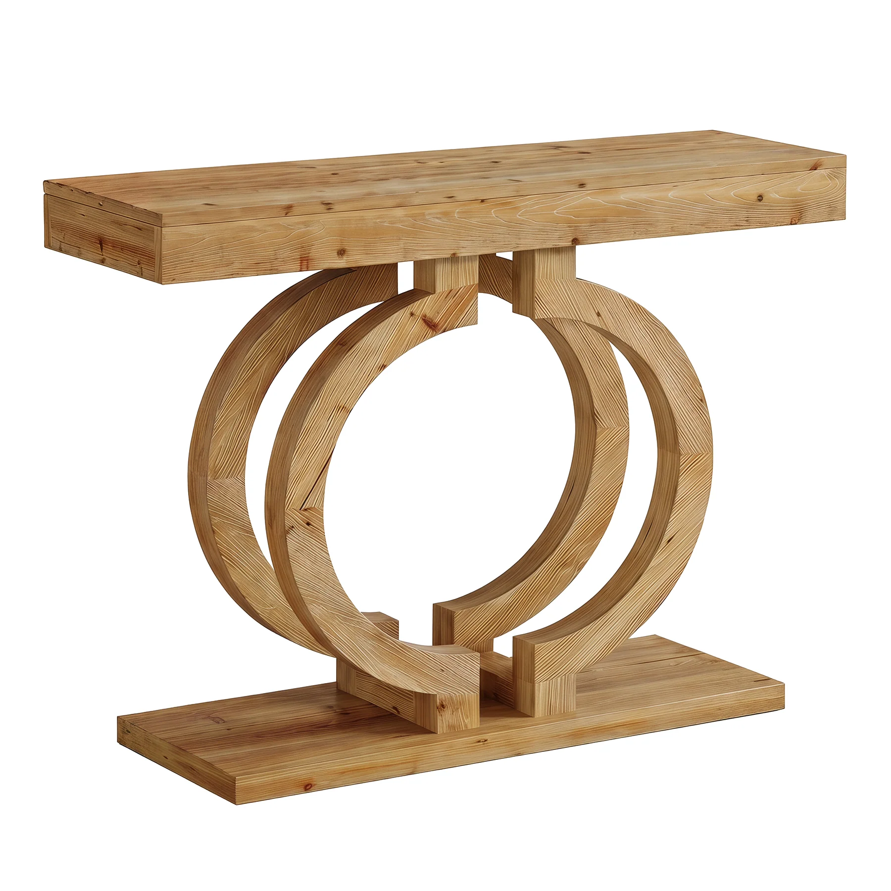 Solid Wood Console Table, 43.3" Entryway Sofa Table with Double-Circle Base for Hallway - Image 8