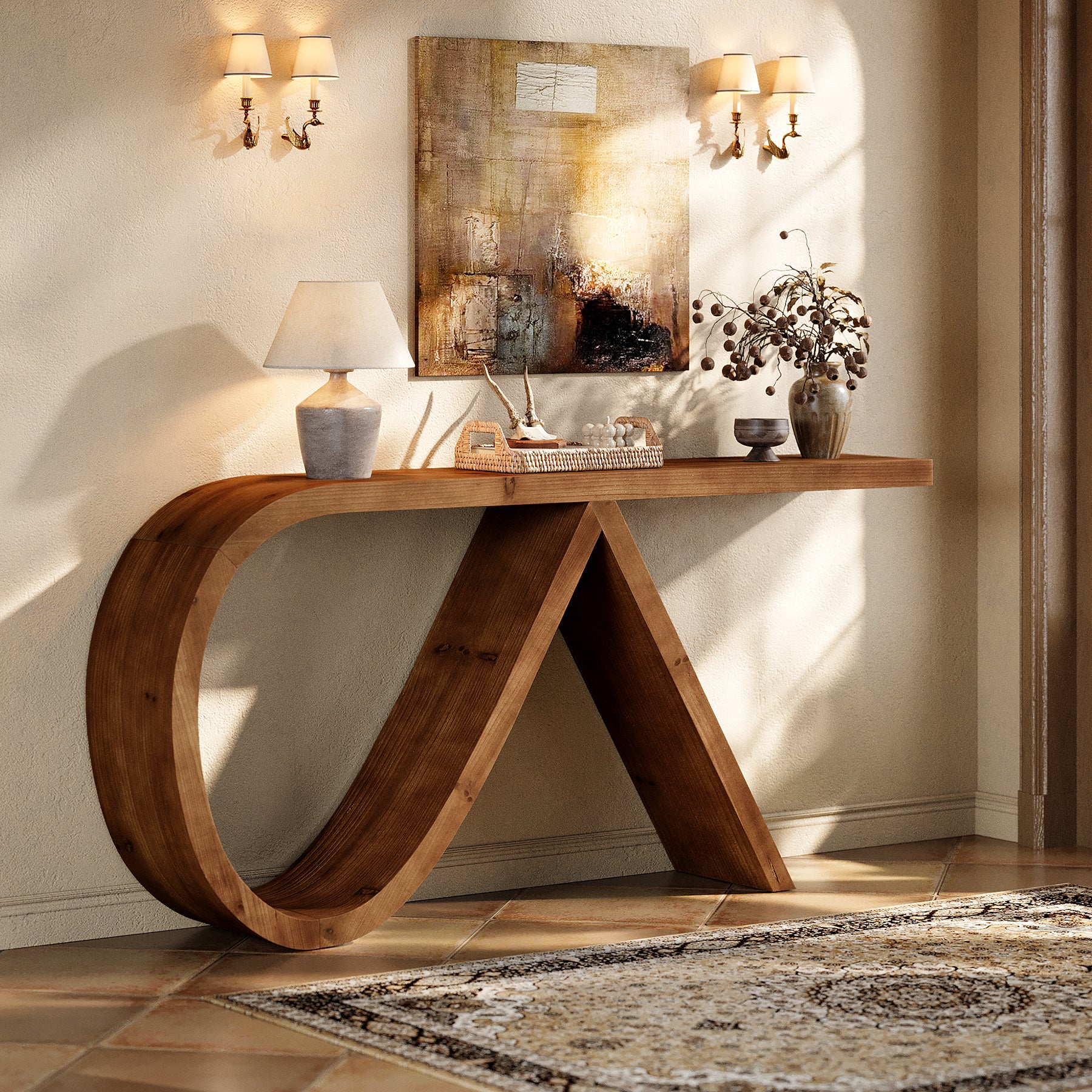 Solid Wood Console Table, 57" Entryway Sofa Table Behind Couch - Image 7
