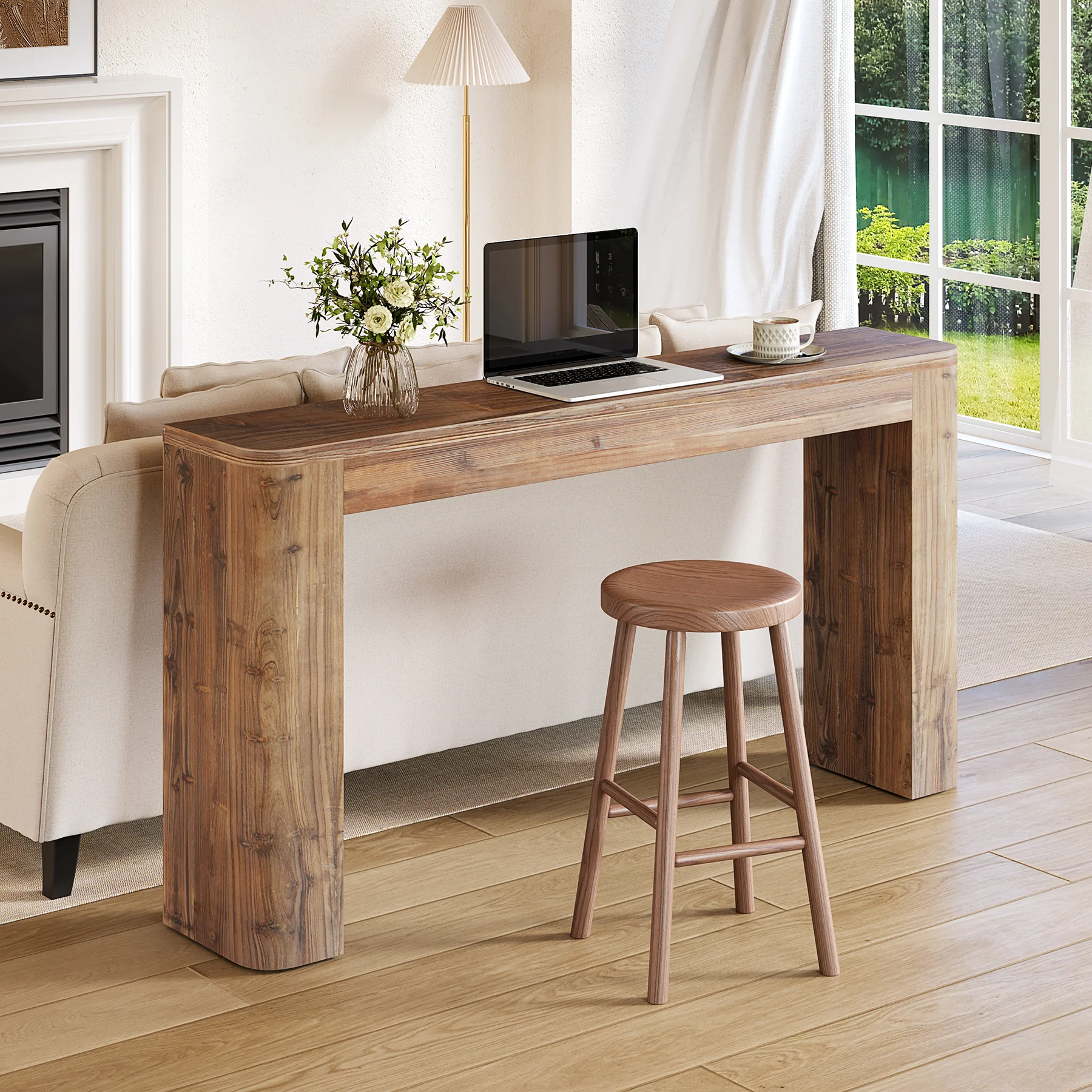 Solid Wood Console Table, 63" Entryway Sofa Table Behind Couch - Image 3