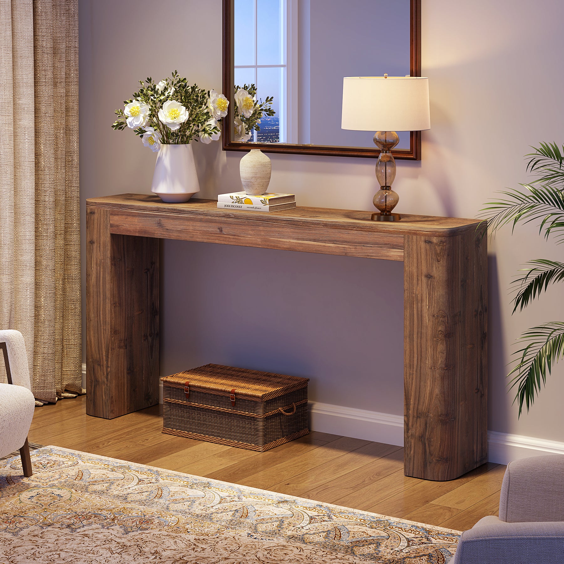Solid Wood Console Table, 63" Entryway Sofa Table Behind Couch - Image 6