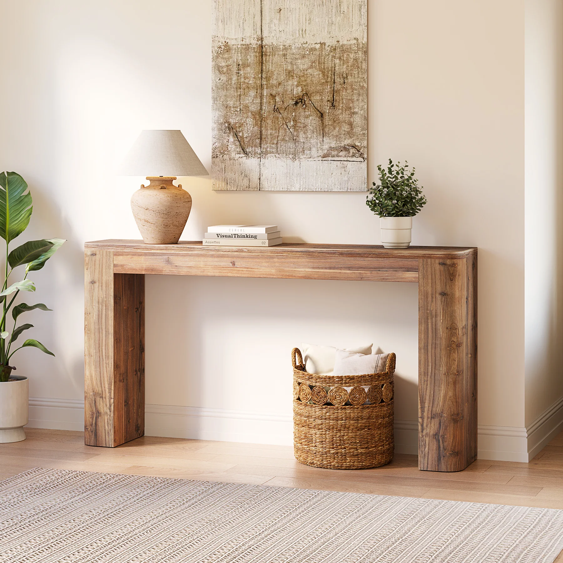 Solid Wood Console Table, 63" Entryway Sofa Table Behind Couch - Image 9
