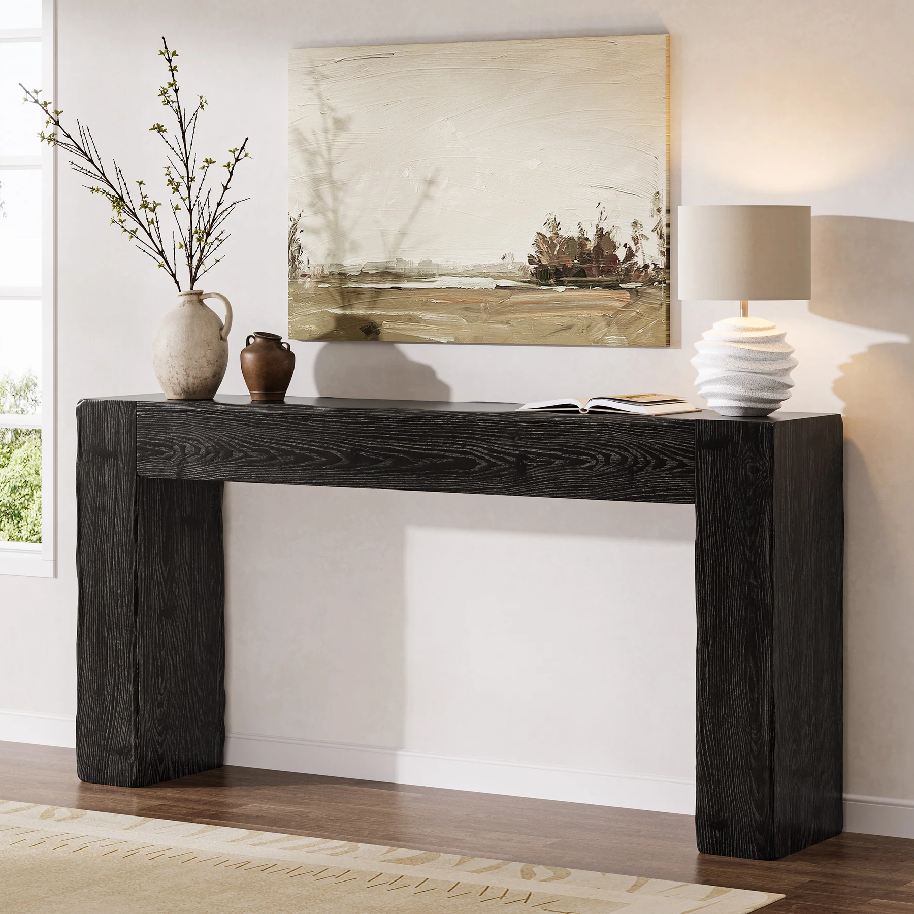 63" Console Table, Solid Wood Farmhouse Sofa Foyer Table for Entryway - Image 8
