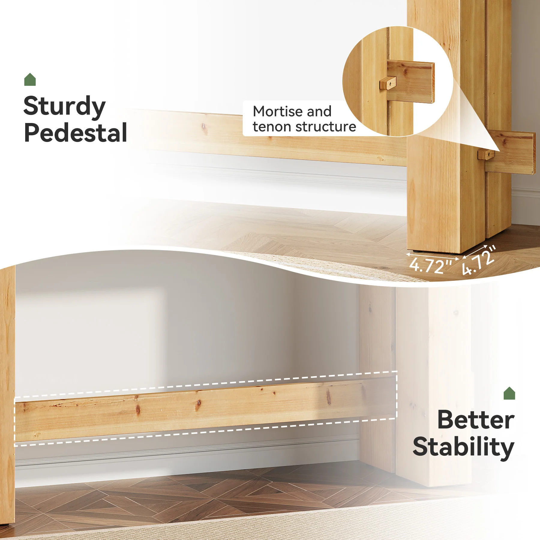 Solid Wood Console Table, 63" Sofa Entryway Table with Stable Leg - Image 9