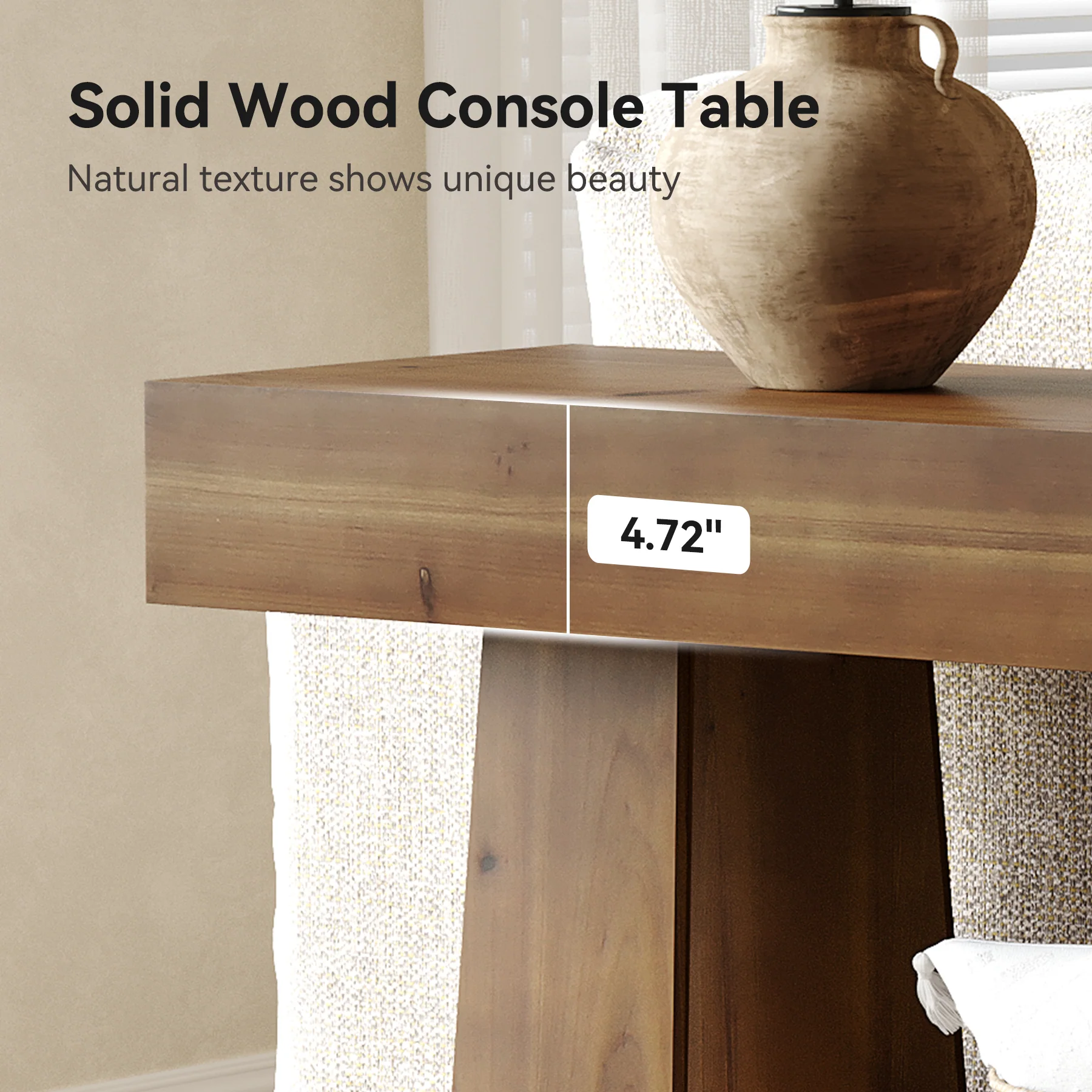 Solid Wood Console Table, 63" Wooden Entryway Sofa Table with Storage - Image 7