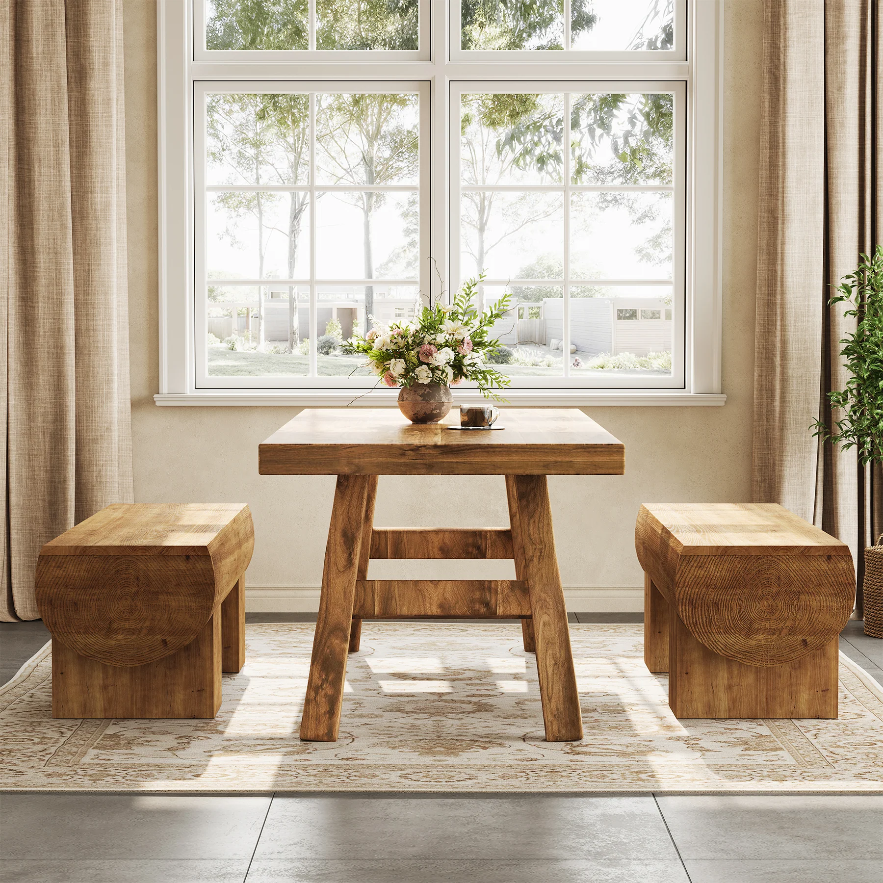 Solid Wood Dining Bench, 47" Farmhouse Kitchen Bench for Dining Room - Image 4