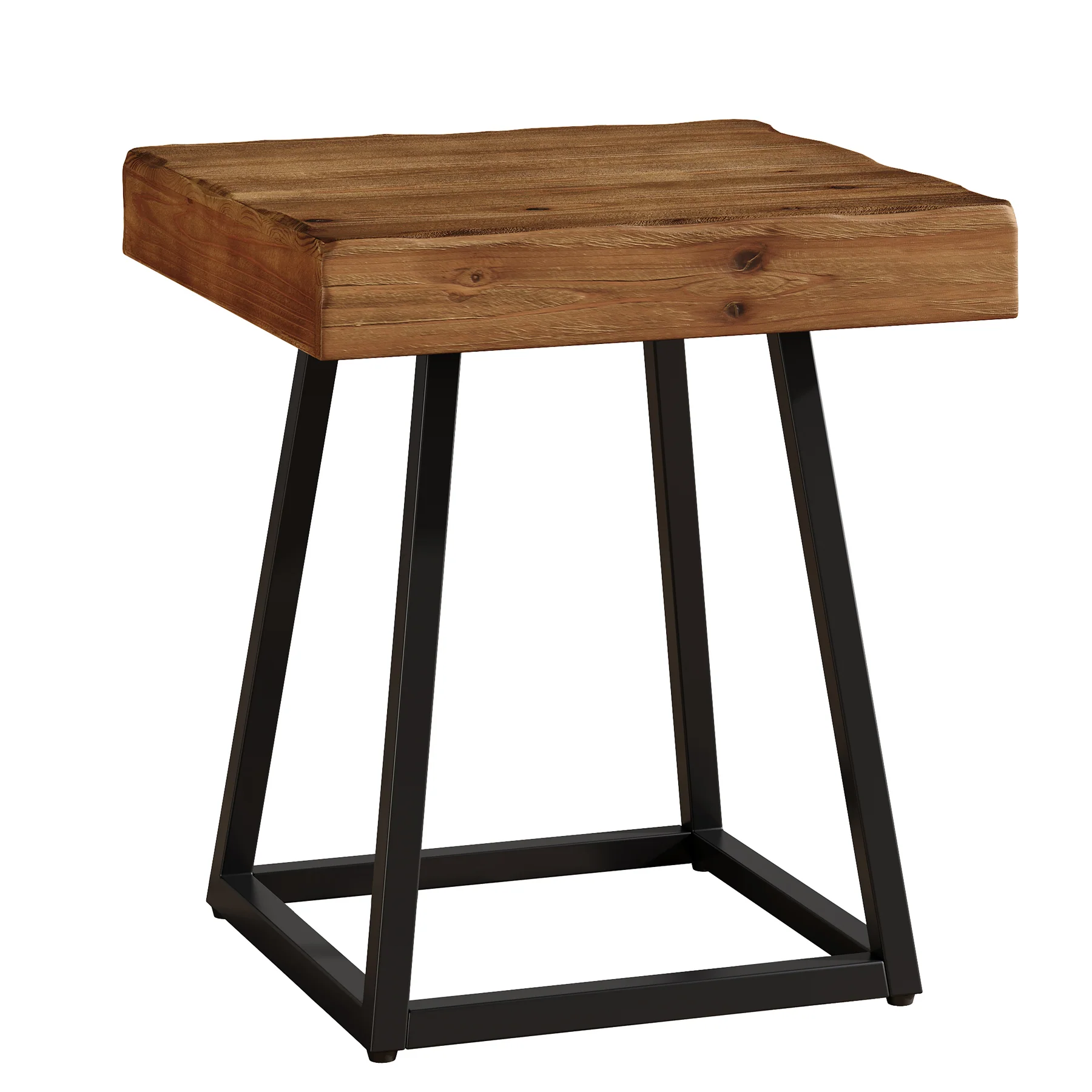 Solid Wood End Table, 19.7" Square Side Table with Metal Frame - Image 10