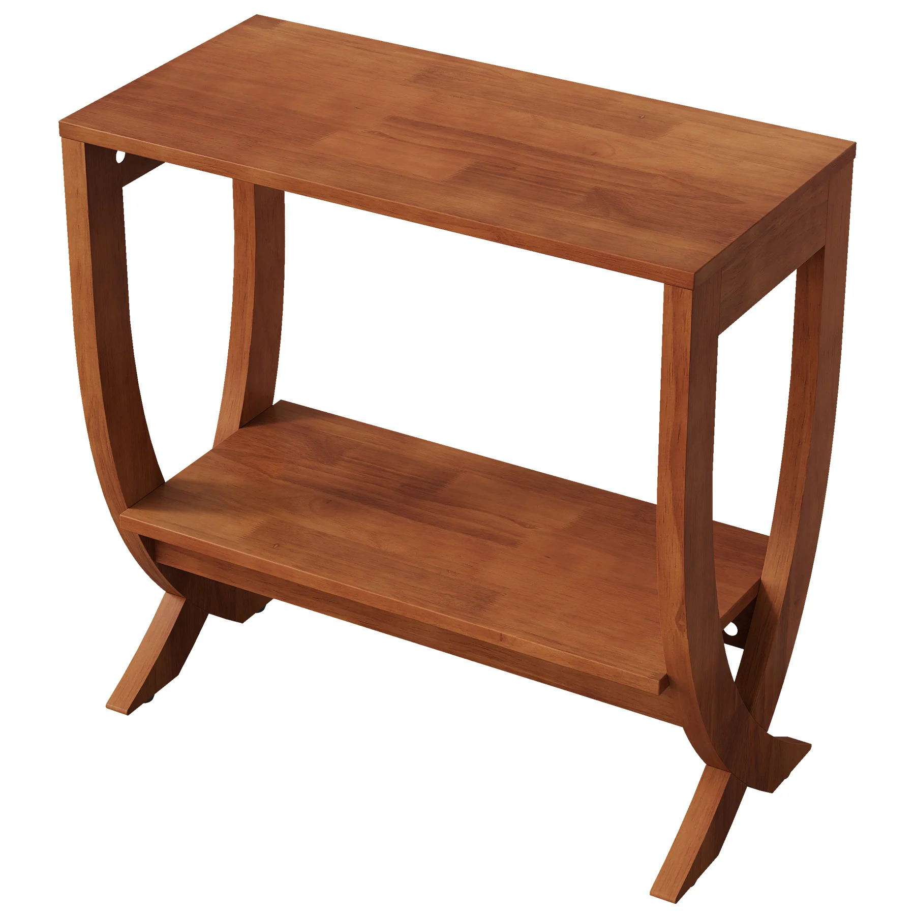 Solid Wood End Table, 2-Tier Couch Side Table with Arched Legs - Image 11