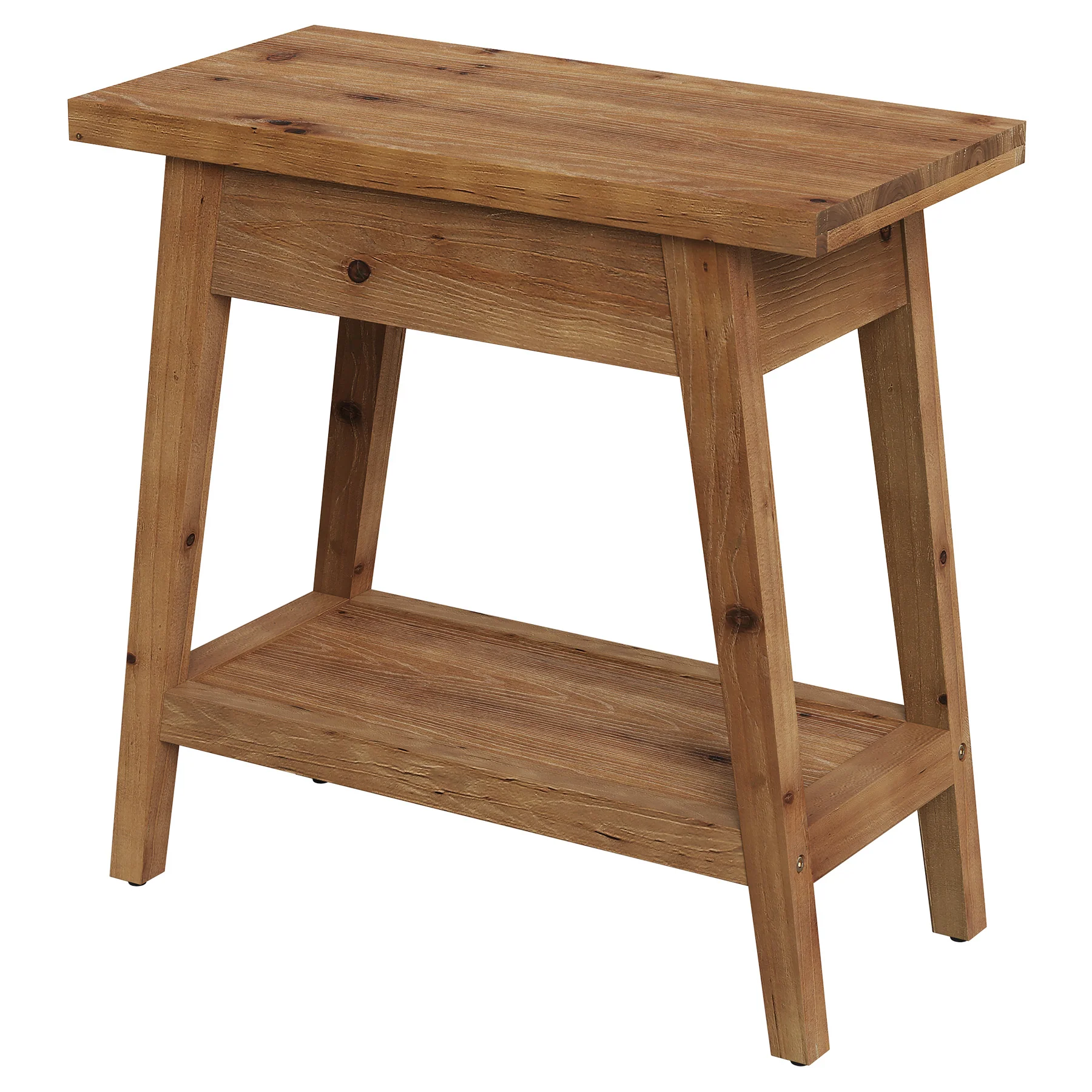 2-Tier Solid Wood End Table, Farmhouse Side Table with Storage for Living Room - Image 9