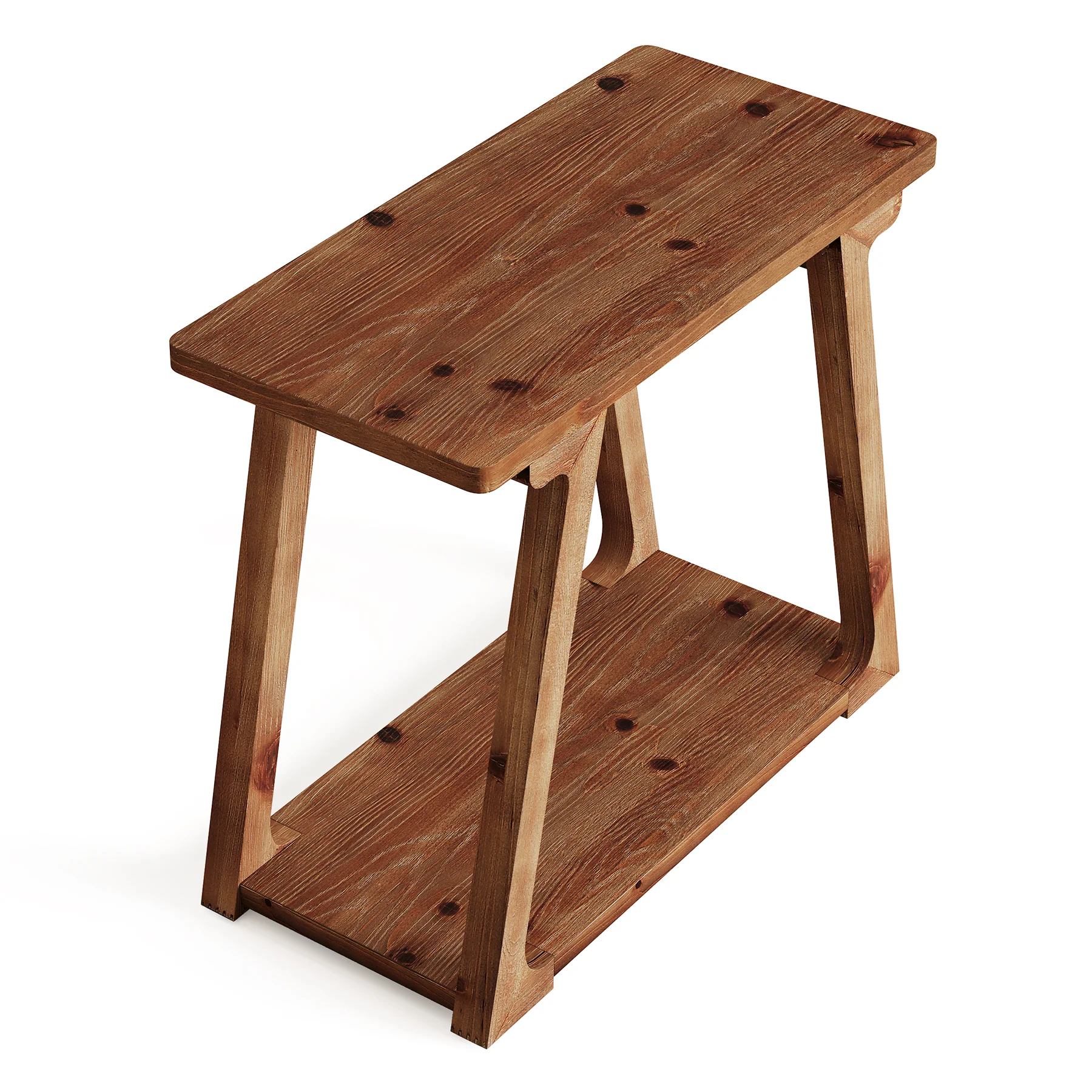 Solid Wood End Table, Narrow Side Table Nightstand with 2-Tier Storage - Image 13