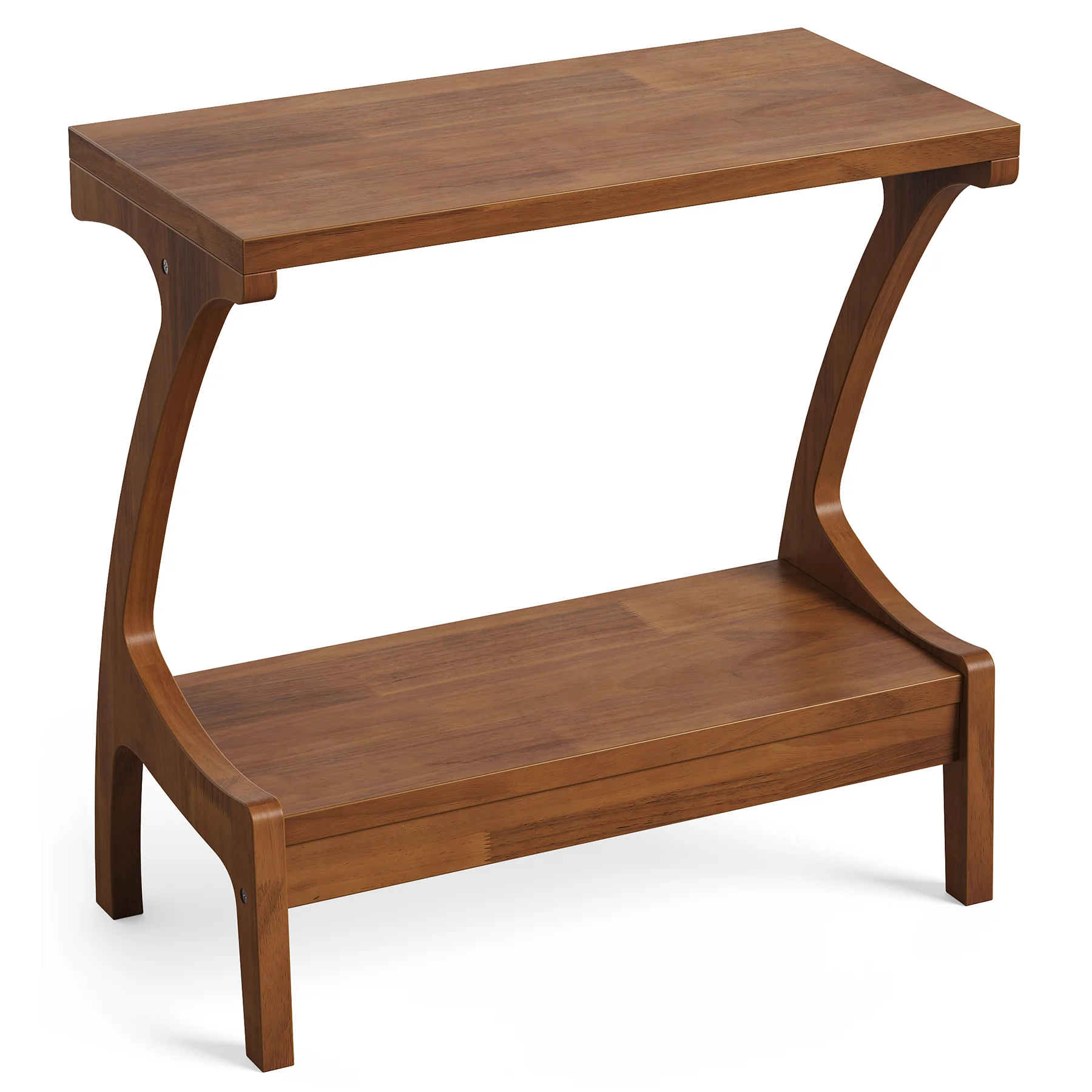 Solid Wood End Table, Narrow Side Table with 2-Tier Storage Shelf - Image 10