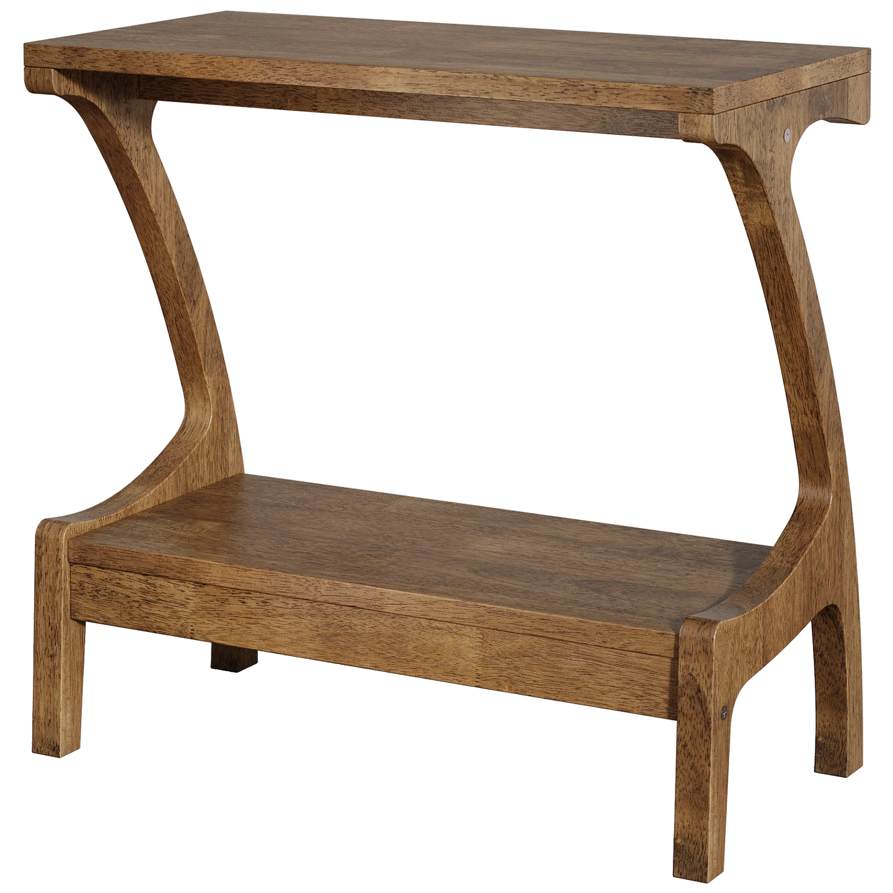 Solid Wood End Table, Narrow Side Table with 2-Tier Storage Shelf - Image 11