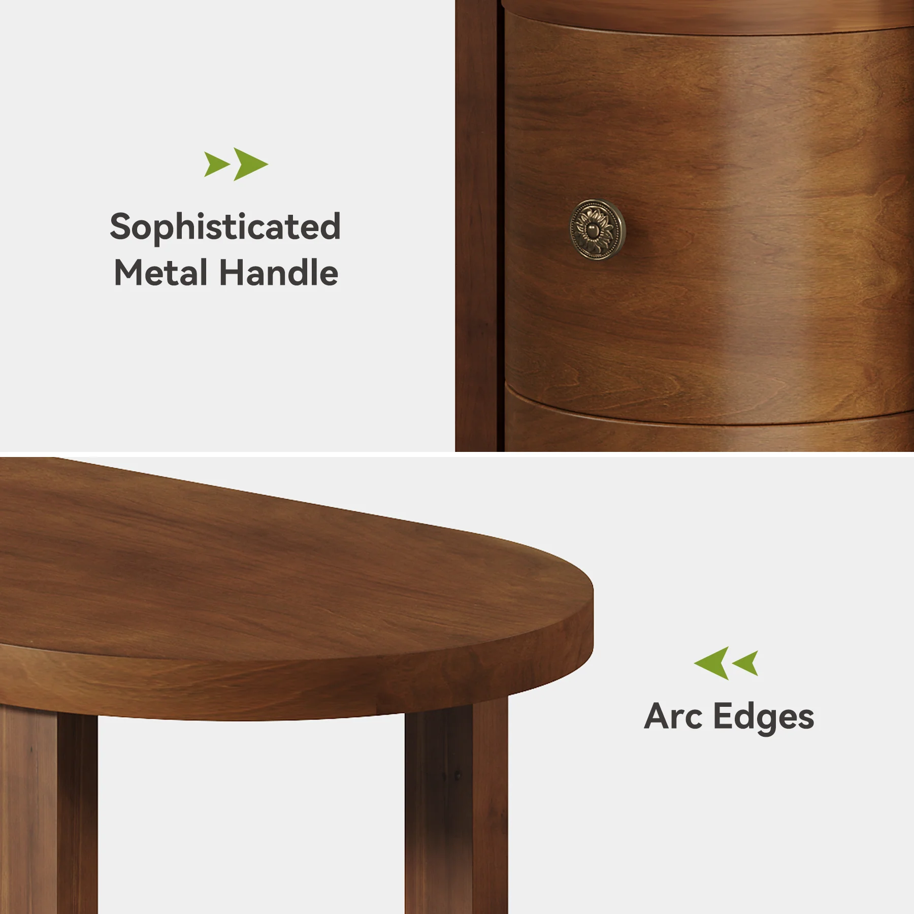 Solid Wood End Table, Slim Side Table with 2 Drawers & Open Shelf - Image 8
