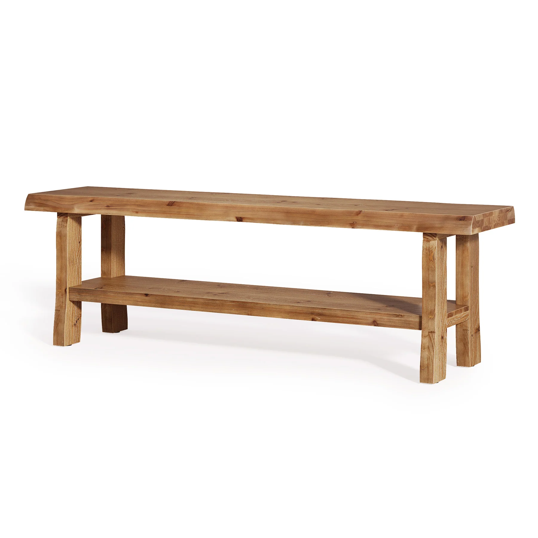 55" Shoe Bench, Solid Wood Entryway Bench End of Bed Stool with Lower Shelf - Image 9