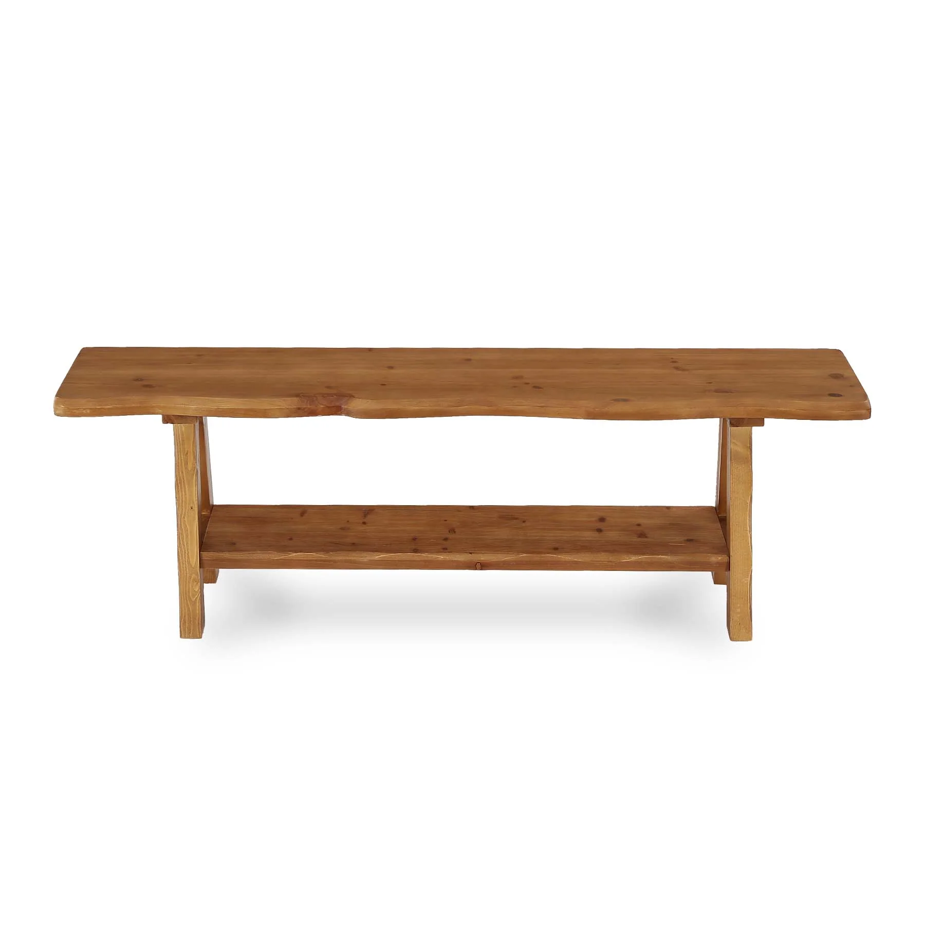 55 Inch Solid Wood Entryway Bench, Farmhouse Live Edge Bench - Image 9