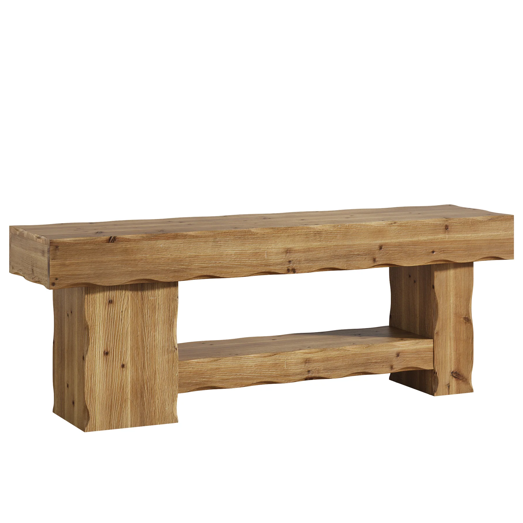 Solid Wood Entryway Shoe Bench, 63" End-of-Bed Bench with Storage Shelf - Image 9
