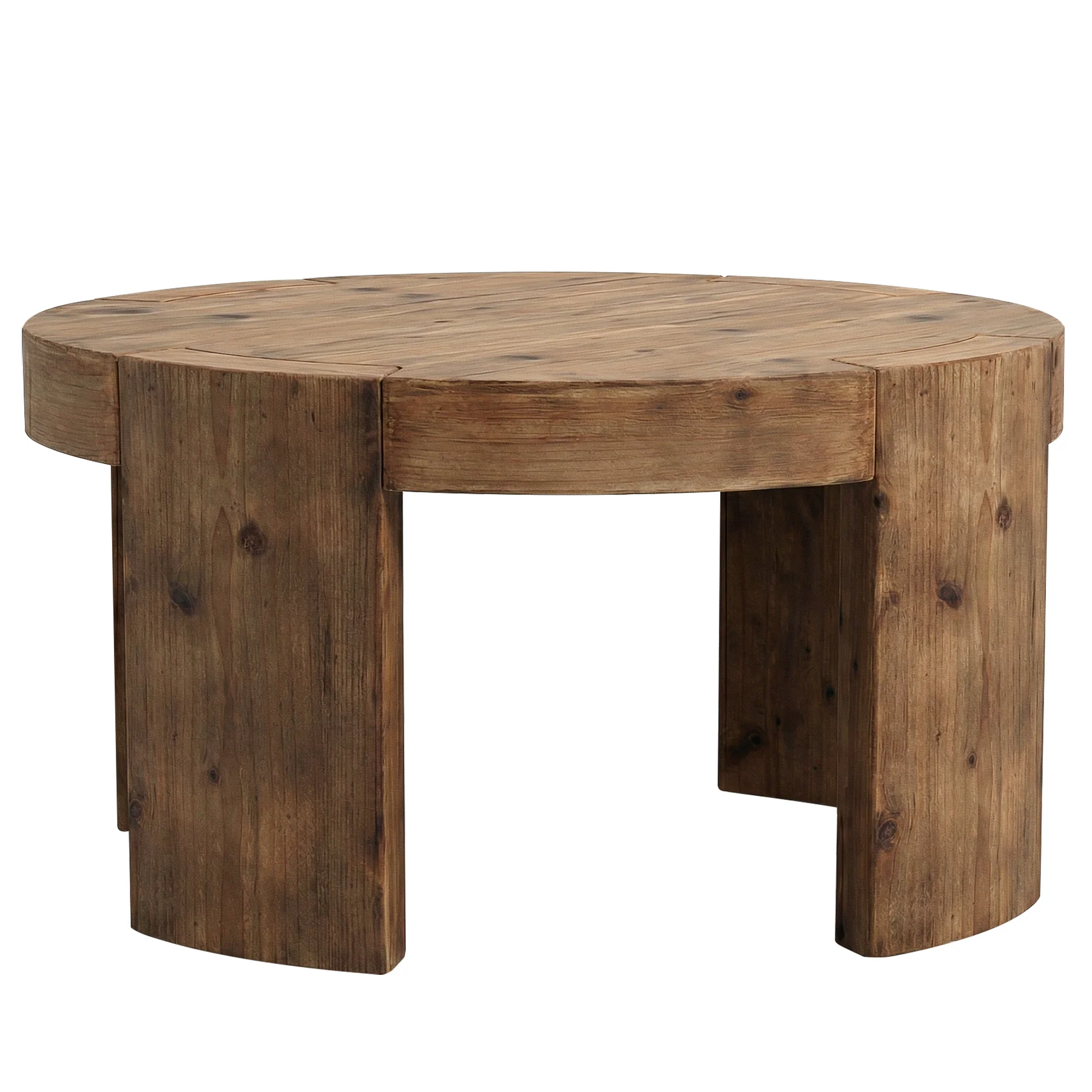 31.5" Round Coffee Table, Solid Wood Farmhouse Center Cocktail Tea Table for Living Room - Image 13