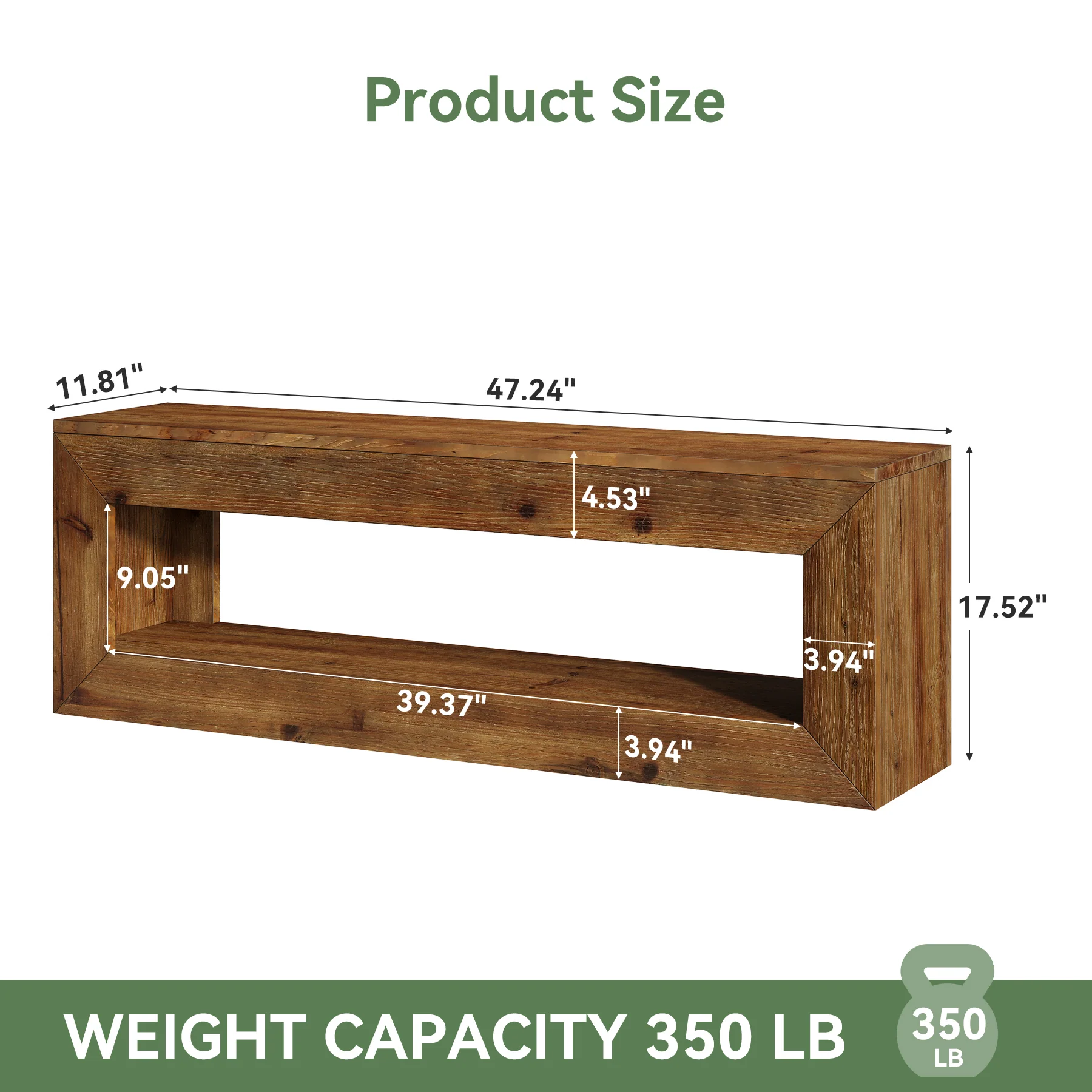 47" Farmhouse Entryway Bench, 47" Solid Wood Indoor Bench Seat with Storage - Image 2