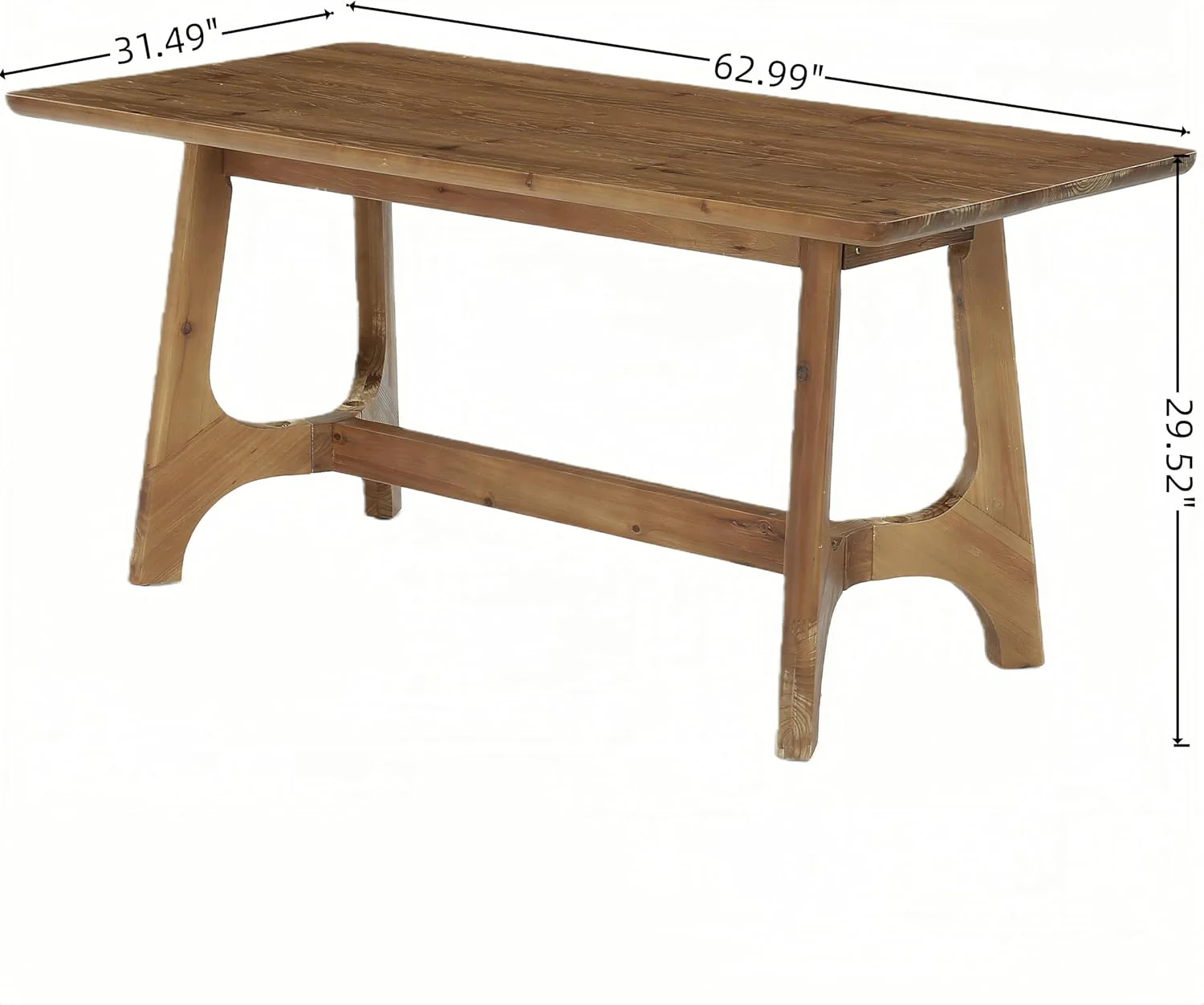 62.99" Rectangle Dining Table, Solid Wood Kitchen Dinner Table for 4-6 - Image 2