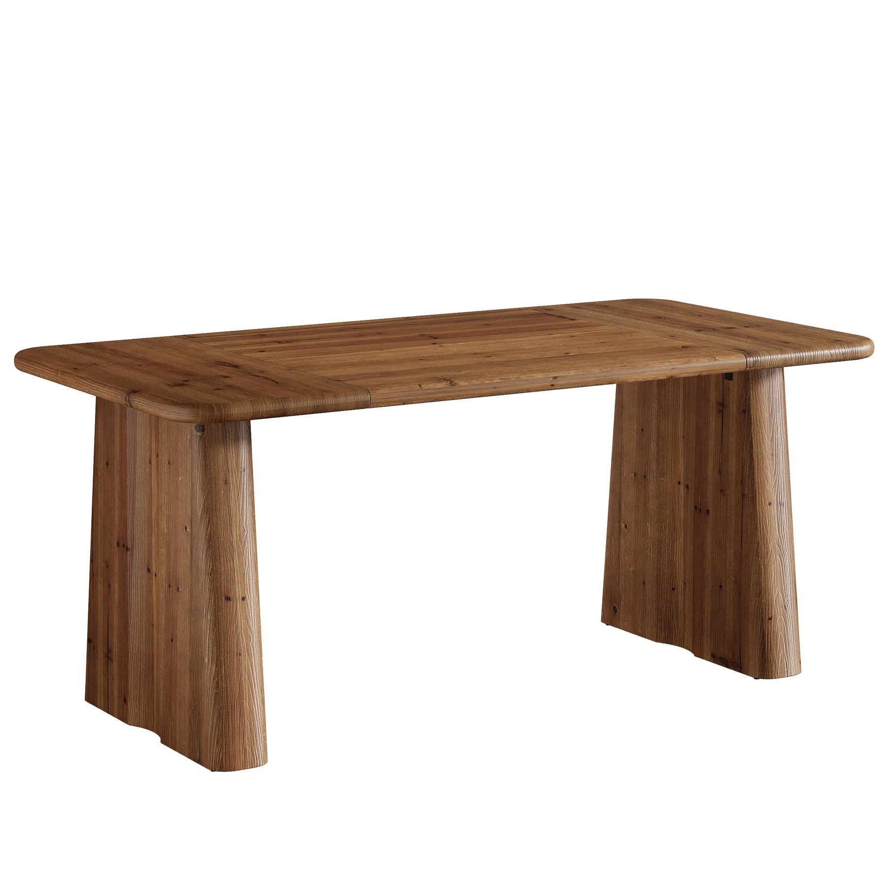 63" Rectangular Dining Table, Solid Wood Kitchen Dinner Table With Double Pedestal Legs - Image 9
