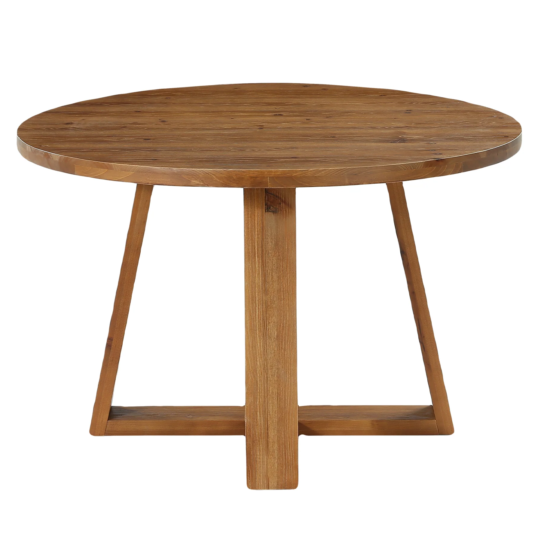 47.2" Round Dining Table, Farmhouse Solid Wood Kitchen Table with Trestle Base for 4 - Image 9