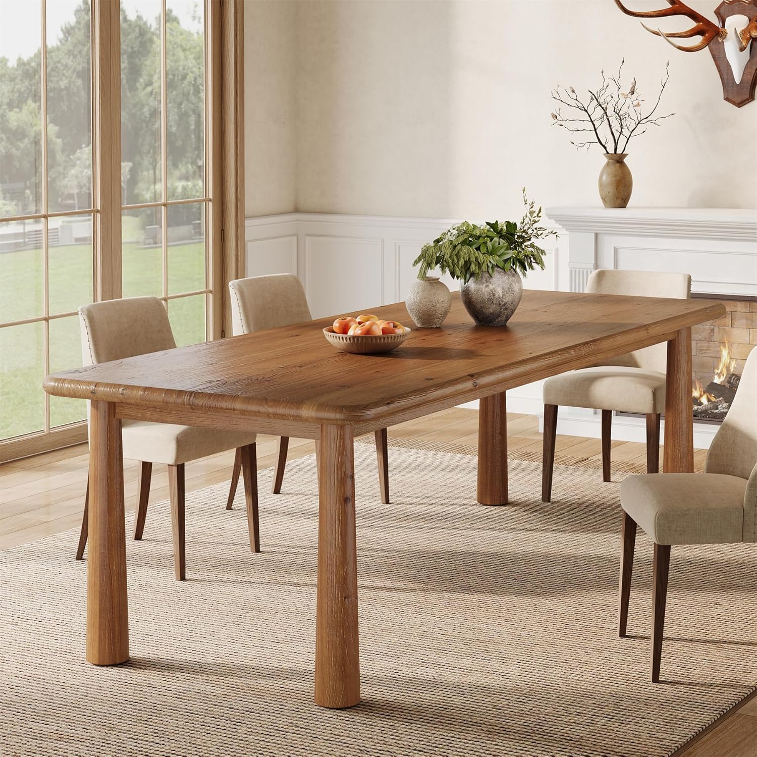 63" Rectangular Dining Table, Solid Wood Kitchen Table for 4 to 6 People - Image 2