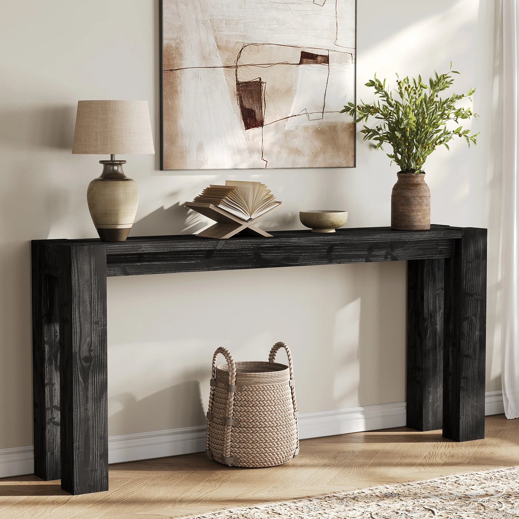 70.9" Console Table, Solid Wood Long Sofa Table for Entryway - Image 10