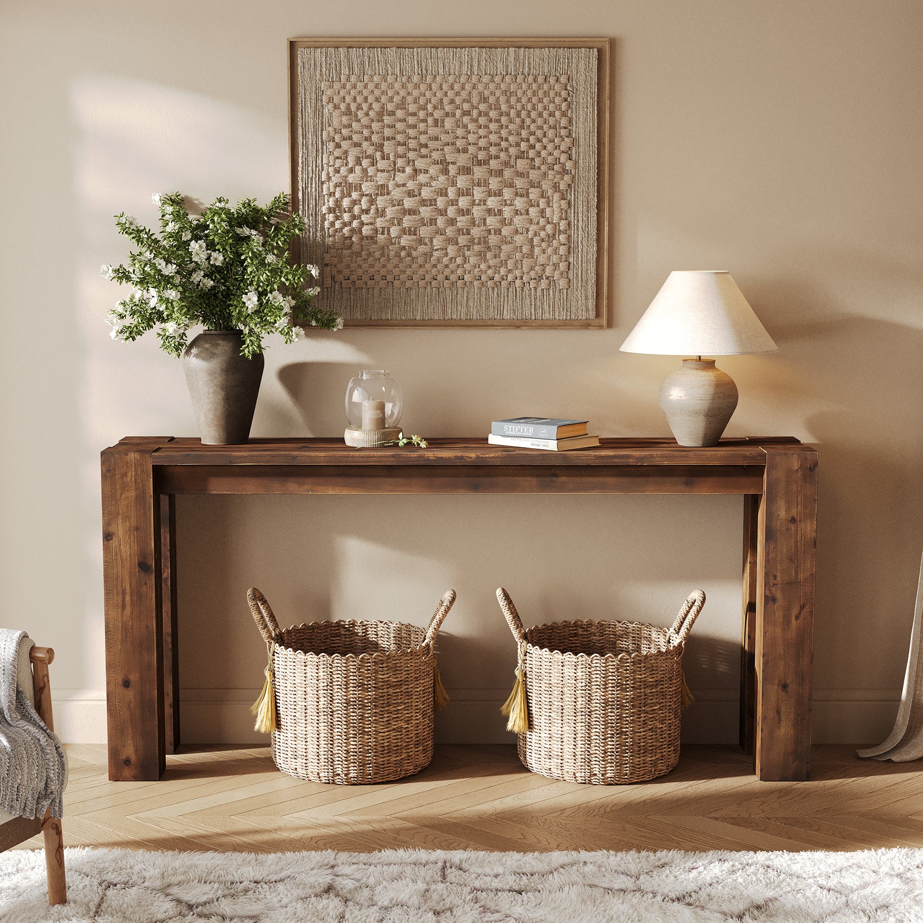 70.9" Console Table, Solid Wood Long Sofa Table for Entryway - Image 5