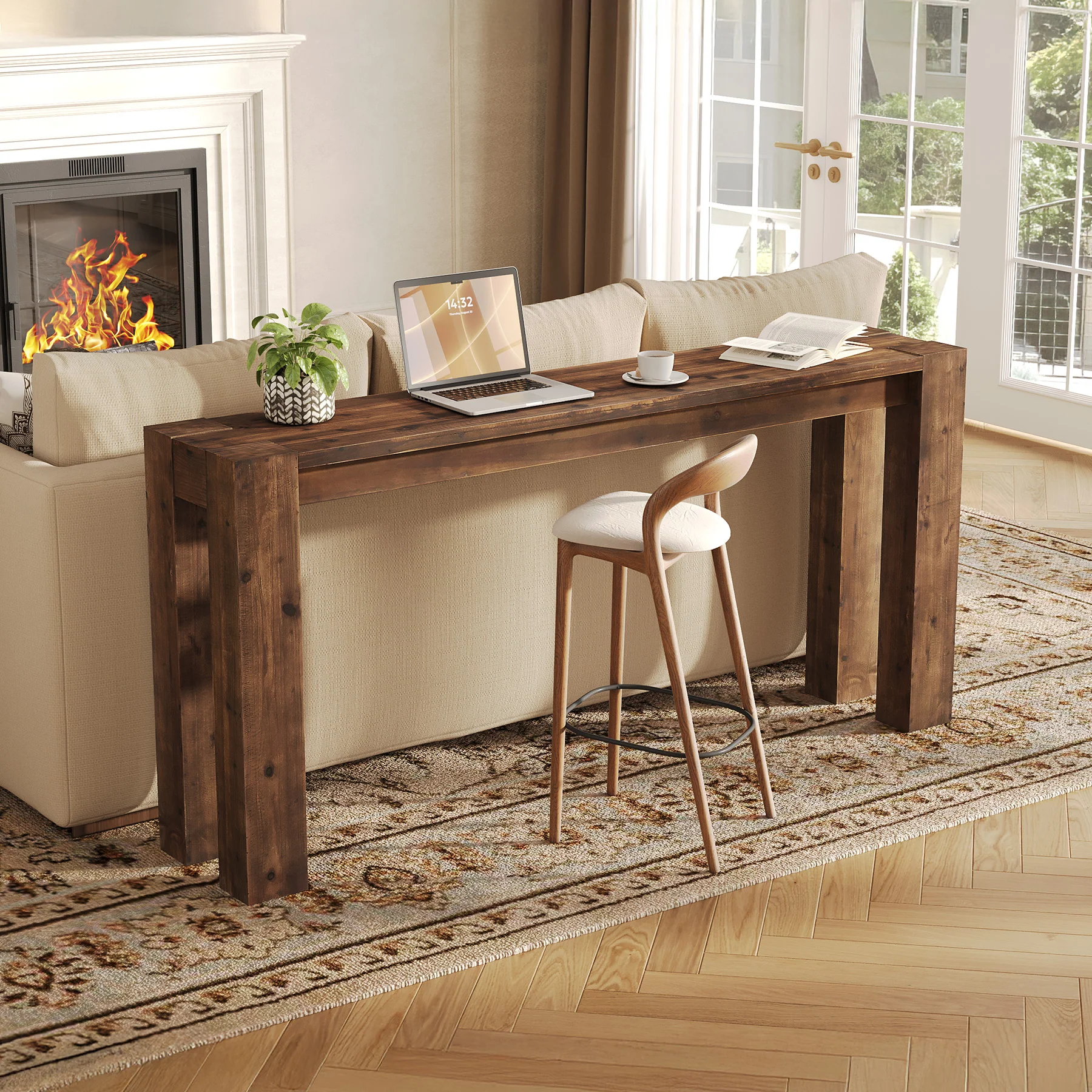 70.9" Console Table, Solid Wood Long Sofa Table for Entryway - Image 7