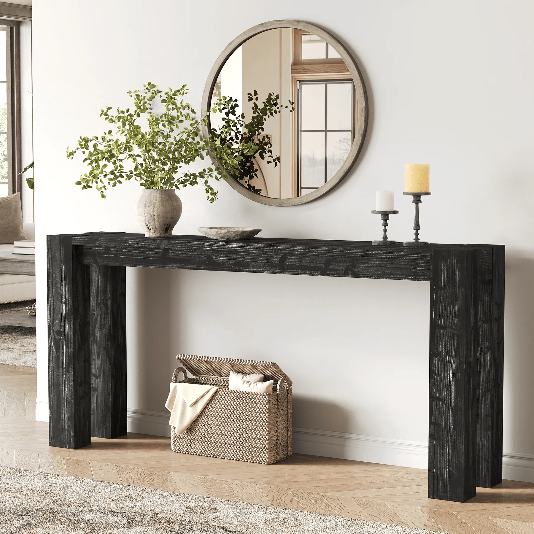 70.9" Console Table, Solid Wood Long Sofa Table for Entryway - Image 9