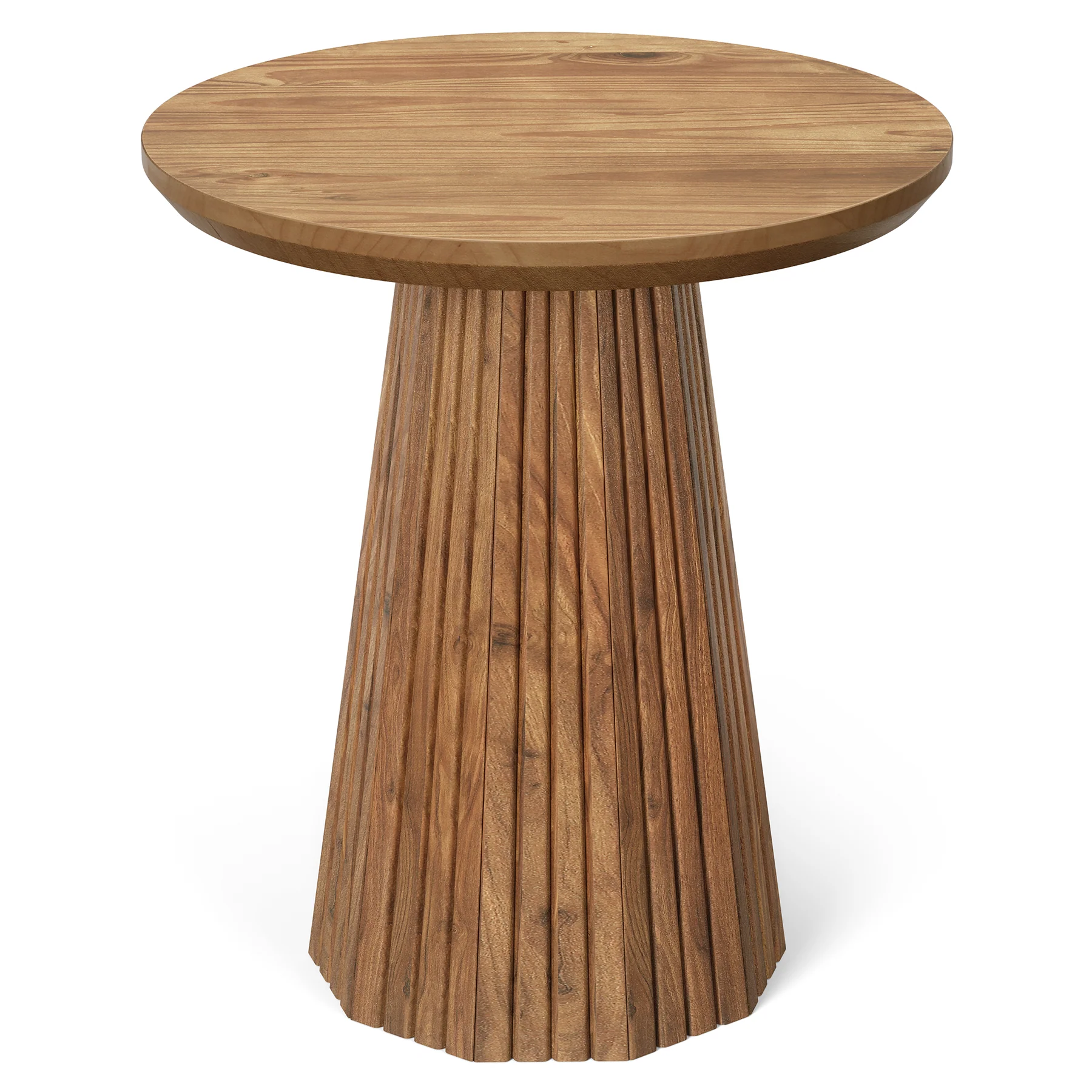 19" End Table, Solid Wood Round Pedestal Side Table with Fluted Base - Image 9