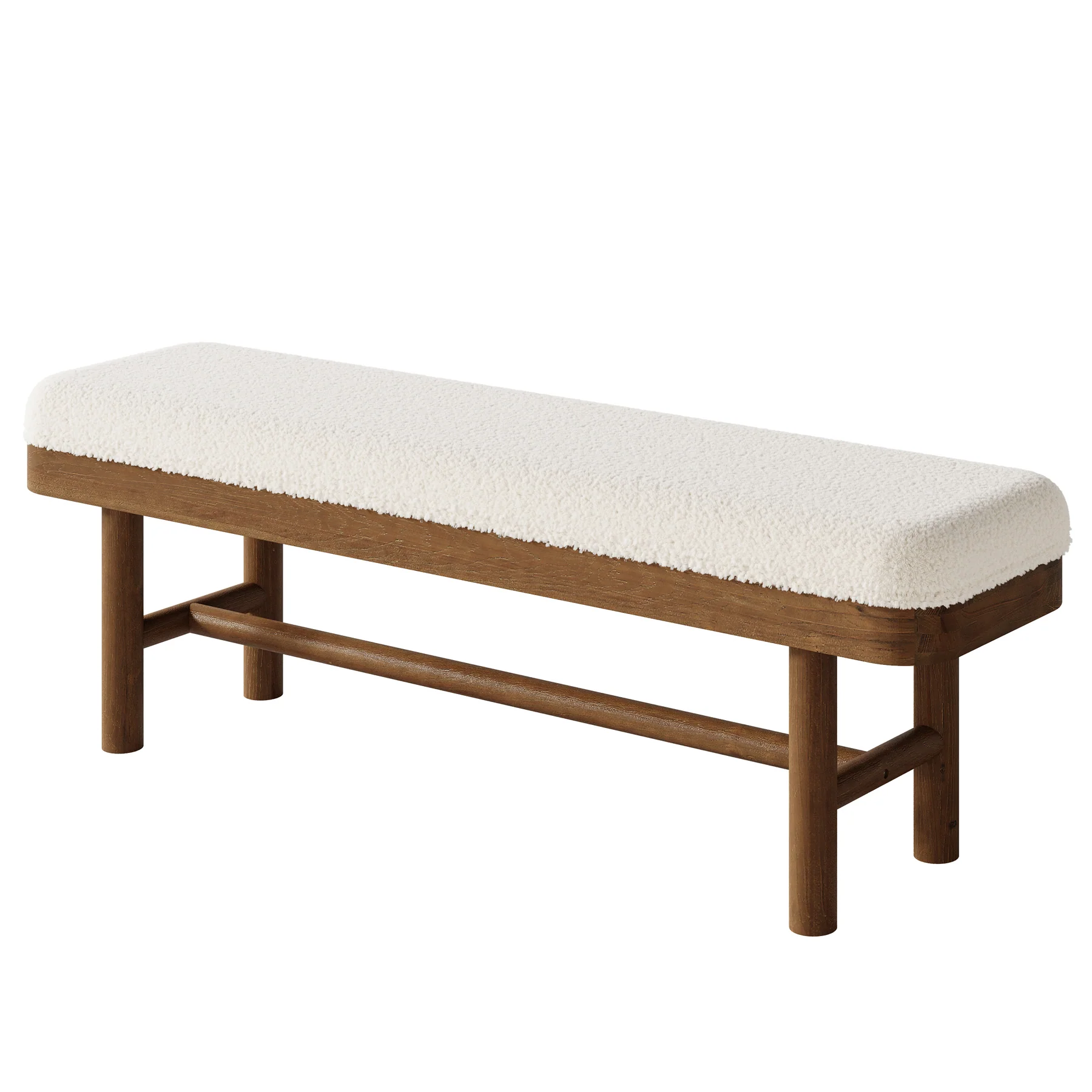 Solid Wood Shoe Bench, 55" Upholstered Entryway Bench with Removable Cushion - Image 9